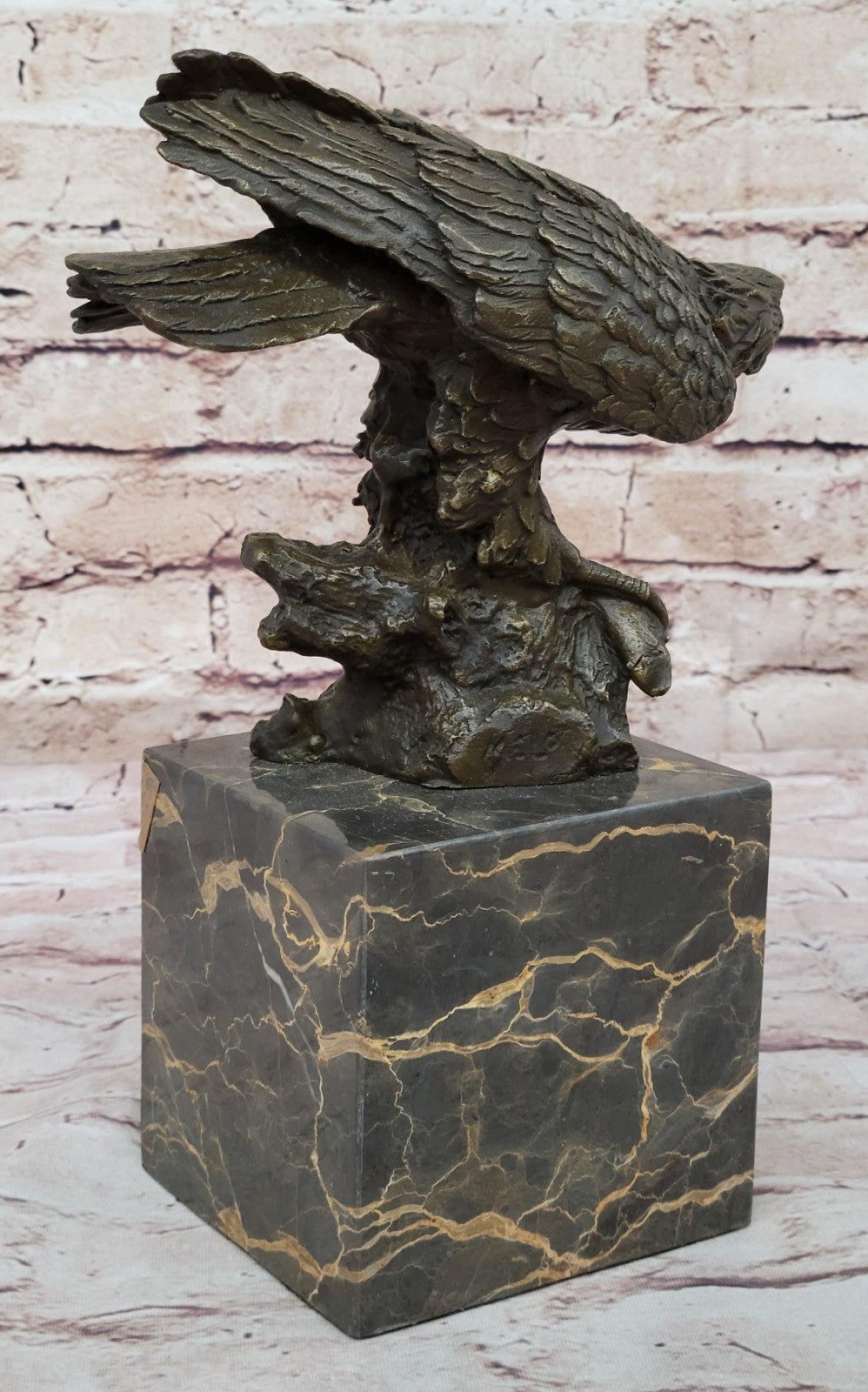 Bronze Sculpture Hand Made Bald Eagle Falcon Wildlife Statue Figure Sale
