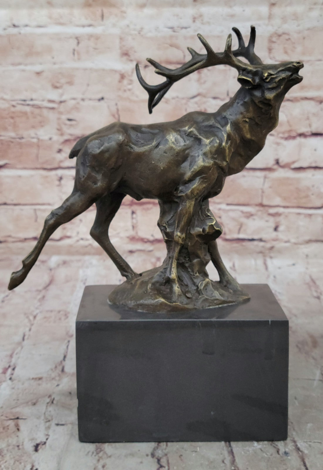 Handcrafted bronze sculpture SALE Stag Forest In Deer Male Signed Original