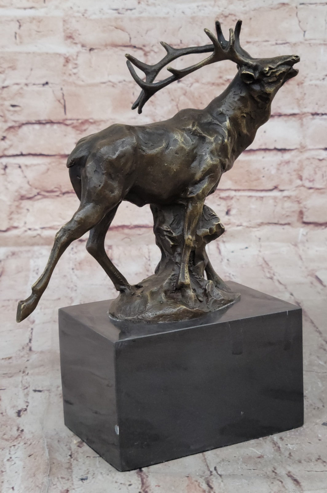 Handcrafted bronze sculpture SALE Stag Forest In Deer Male Signed Original