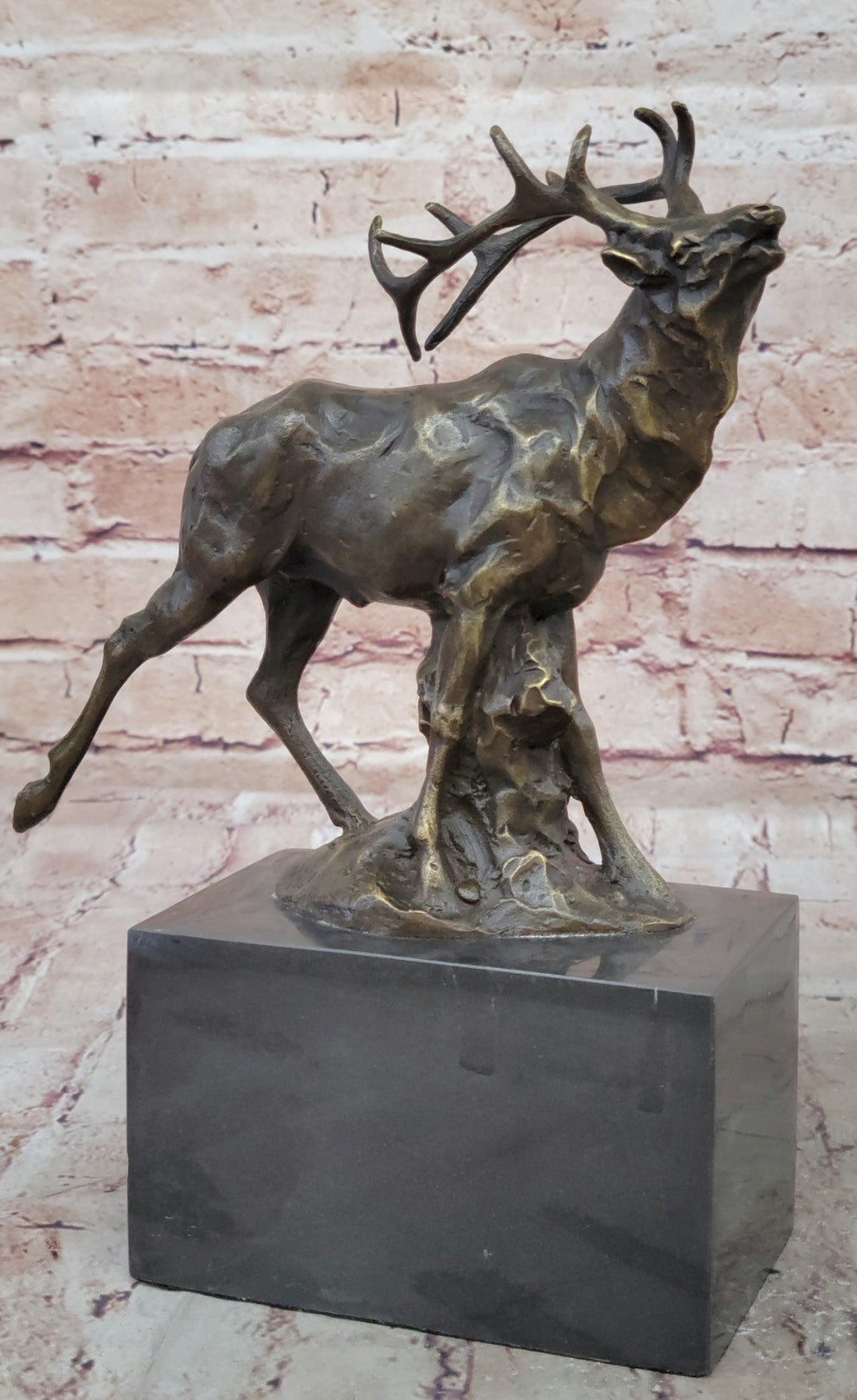 Handcrafted bronze sculpture SALE Stag Forest In Deer Male Signed Original