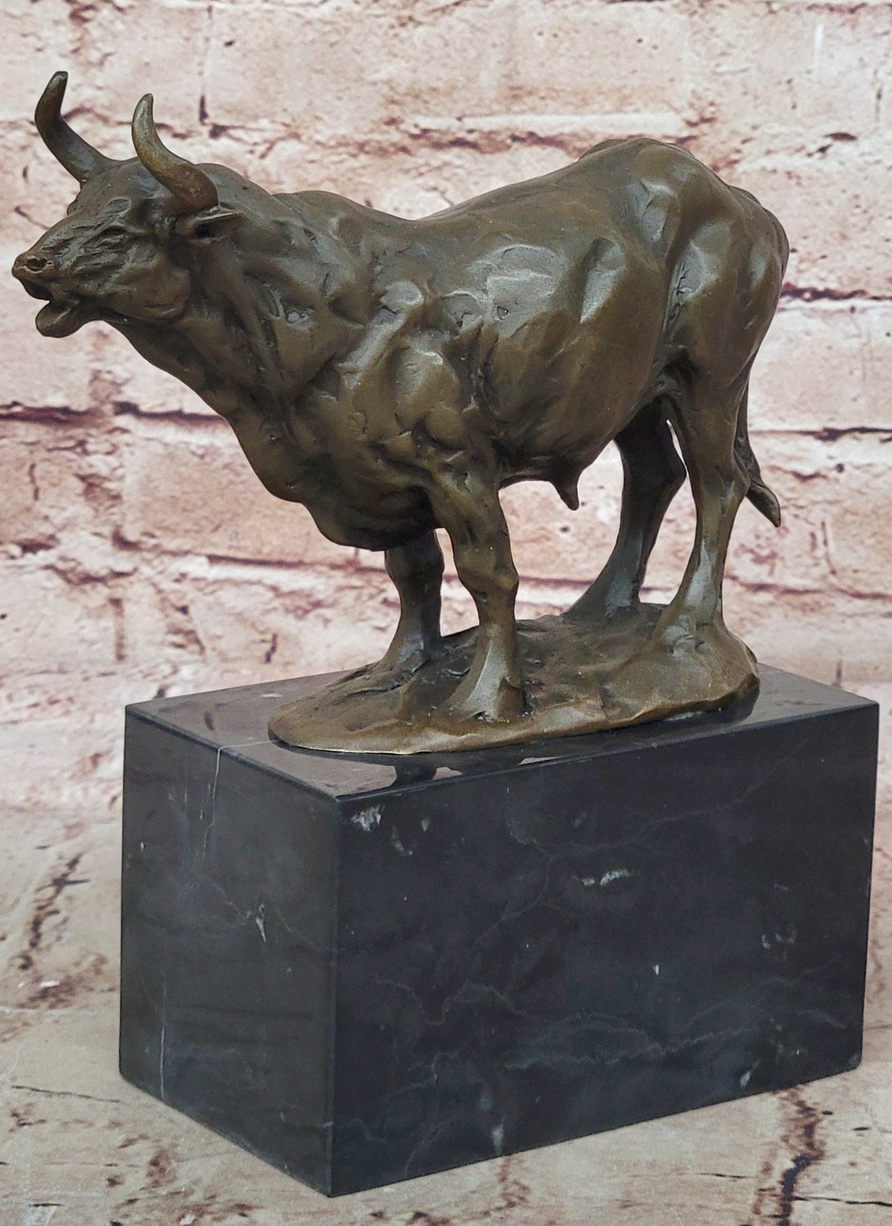 Genuine Milo Bull Bronze Sculpture Hot Cast Fine Art Animal Figurine