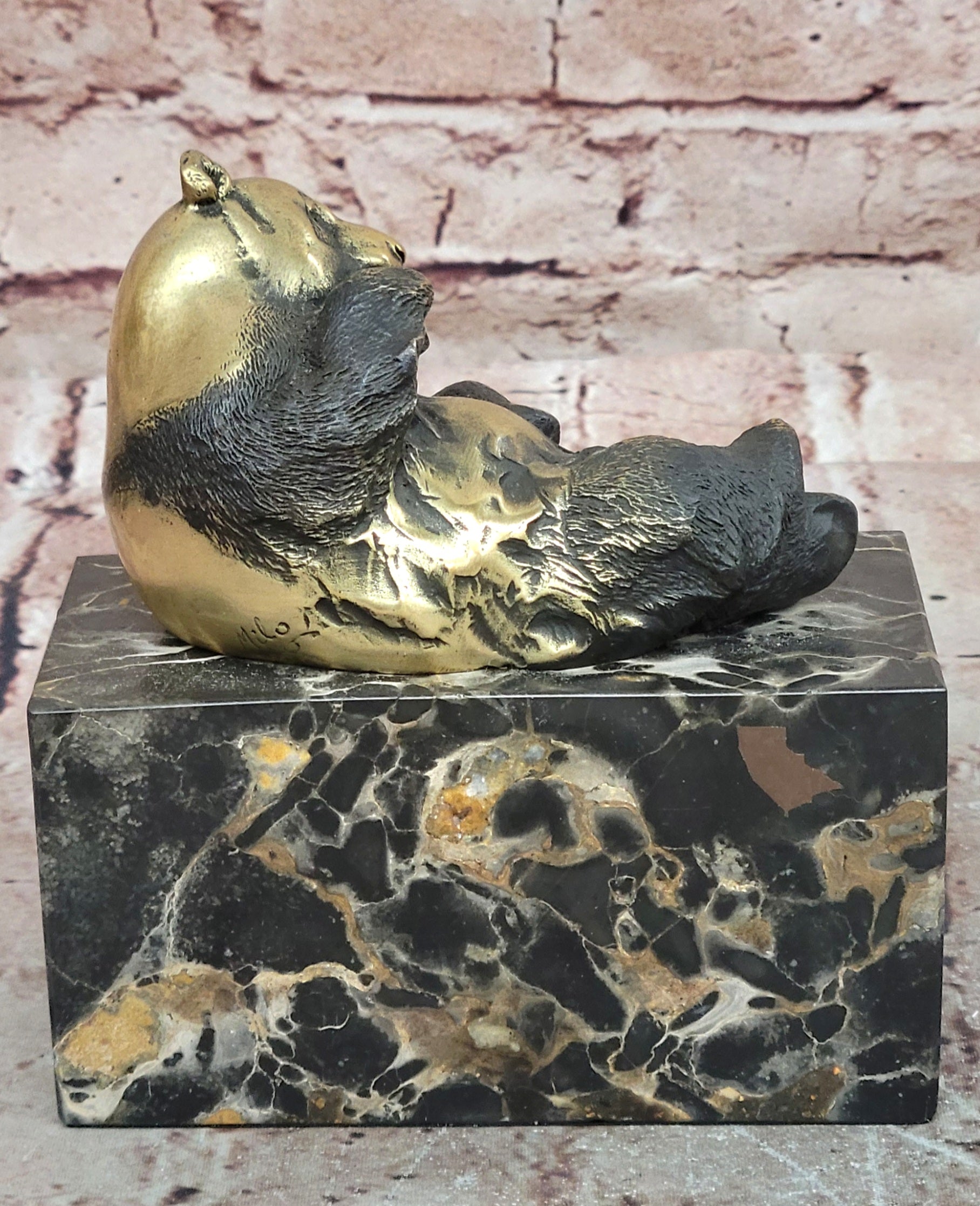 Hand Made Milo Bronze Panda Figurine Hot Cast Realistic Collectible Artwork