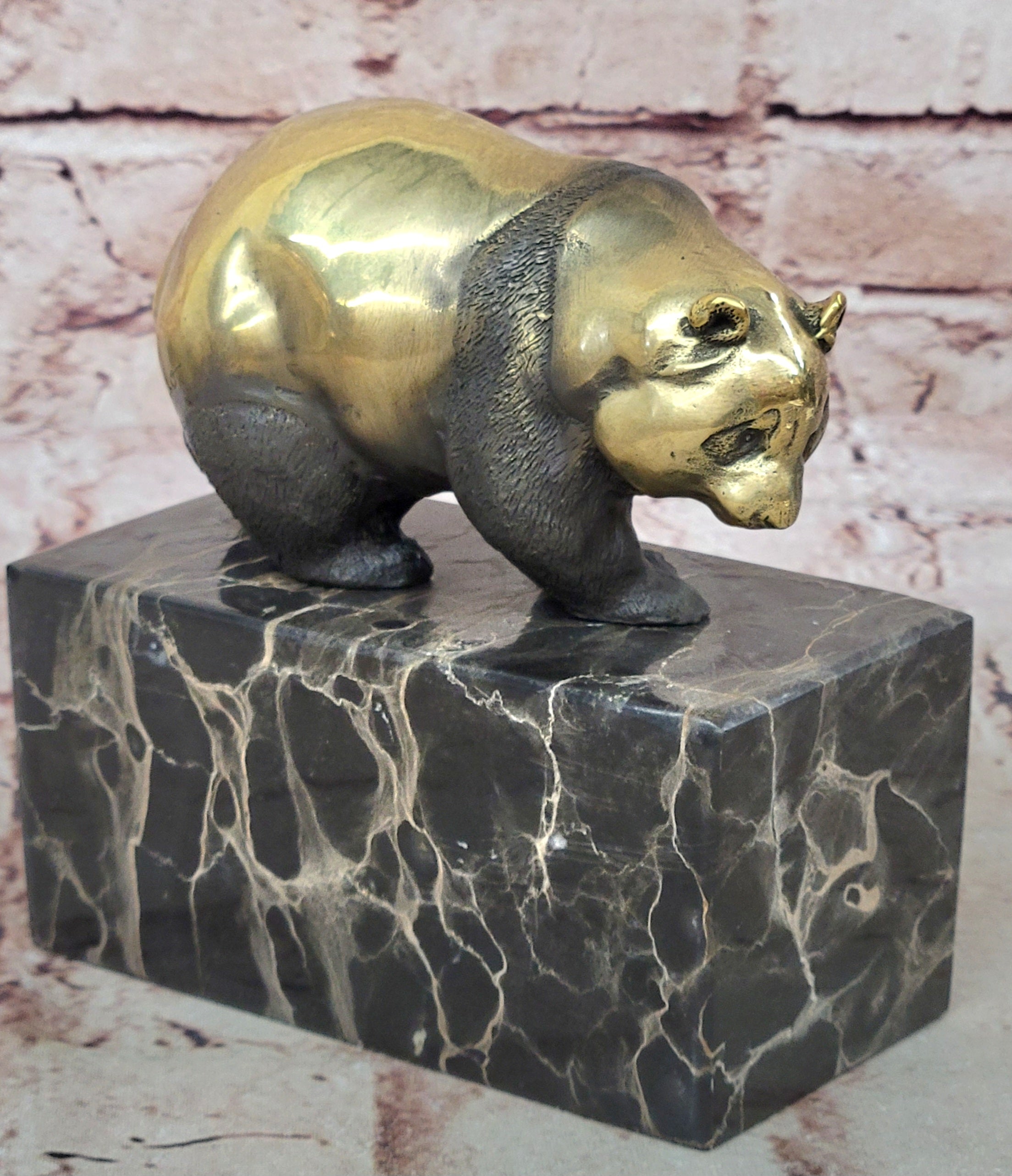 100% Solid Bronze Sculpture - The Panda Hand Made by Miguel Lopez Known as Milo