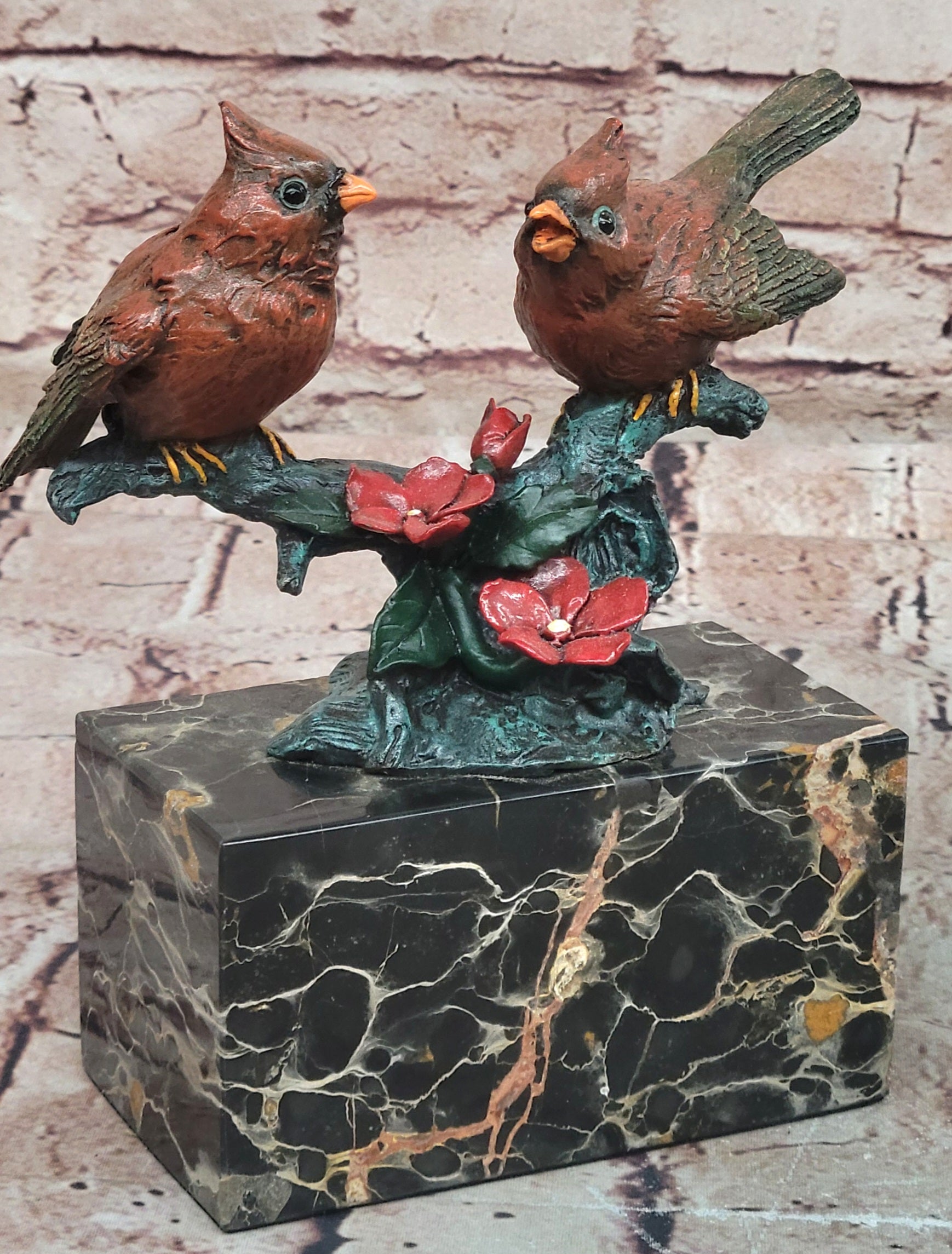 Museum Quality Milo Bronze Love Birds Sculpture Cold Painted Finish