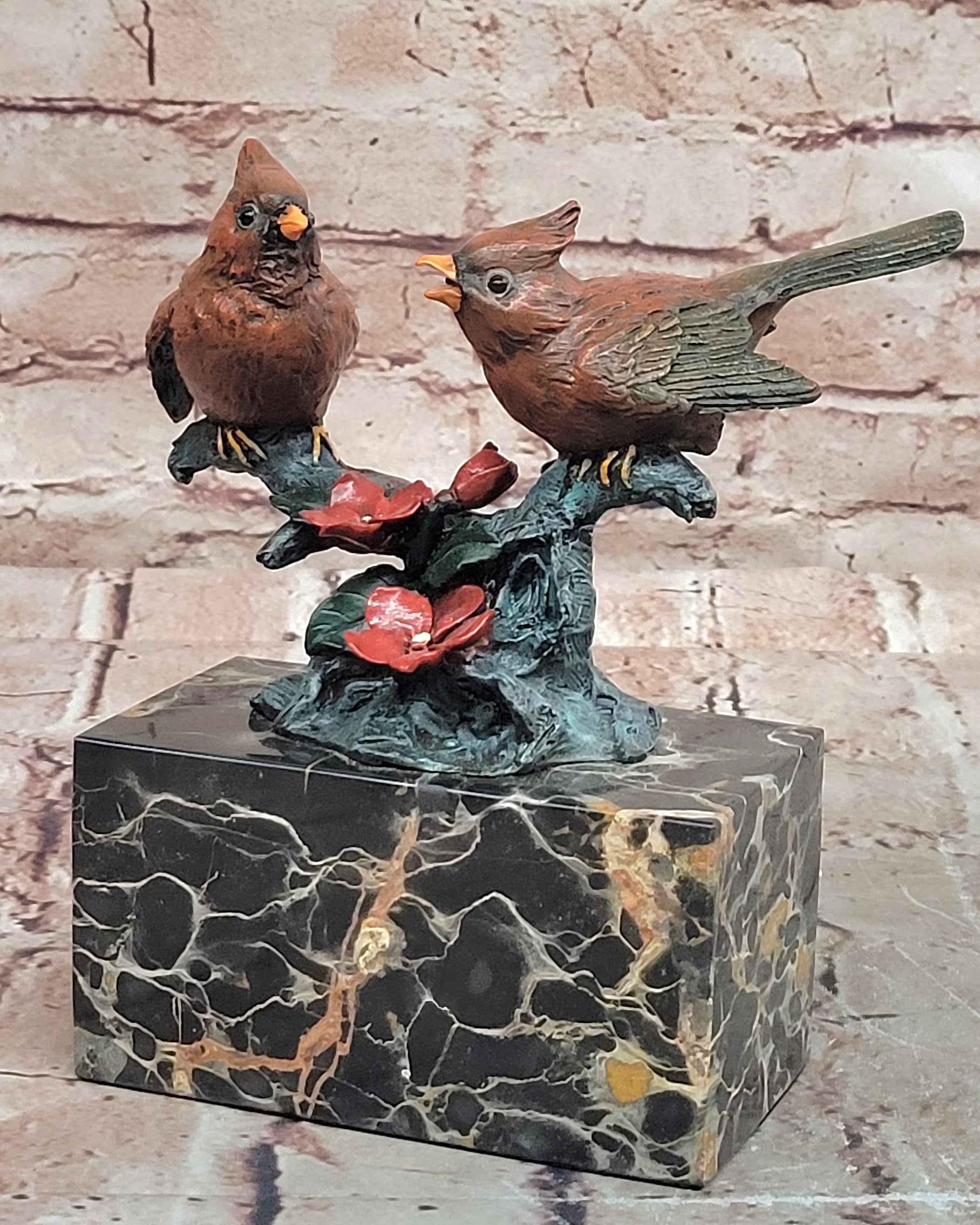 Museum Quality Milo Bronze Love Birds Sculpture Cold Painted Finish