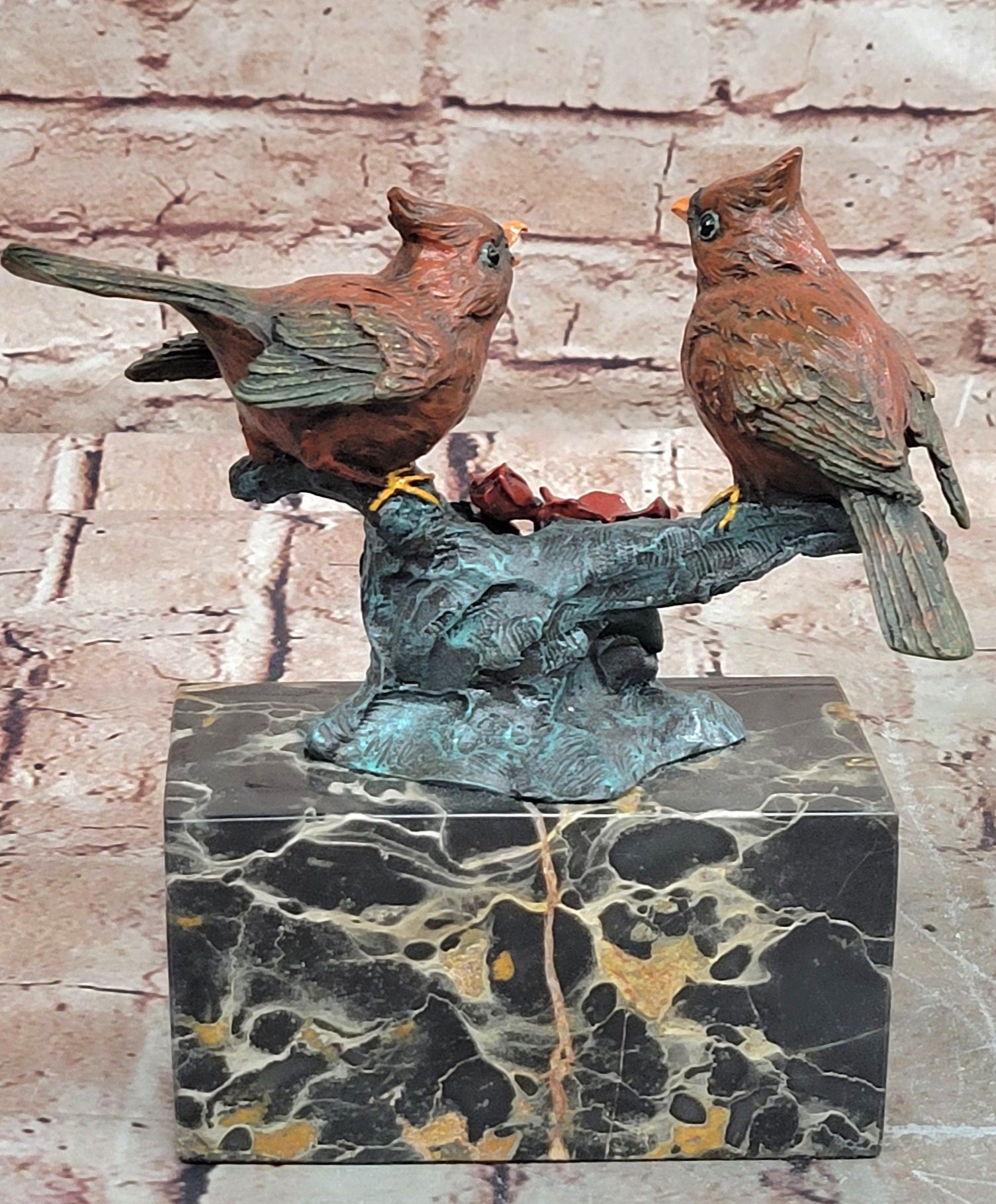 Museum Quality Milo Bronze Love Birds Sculpture Cold Painted Finish