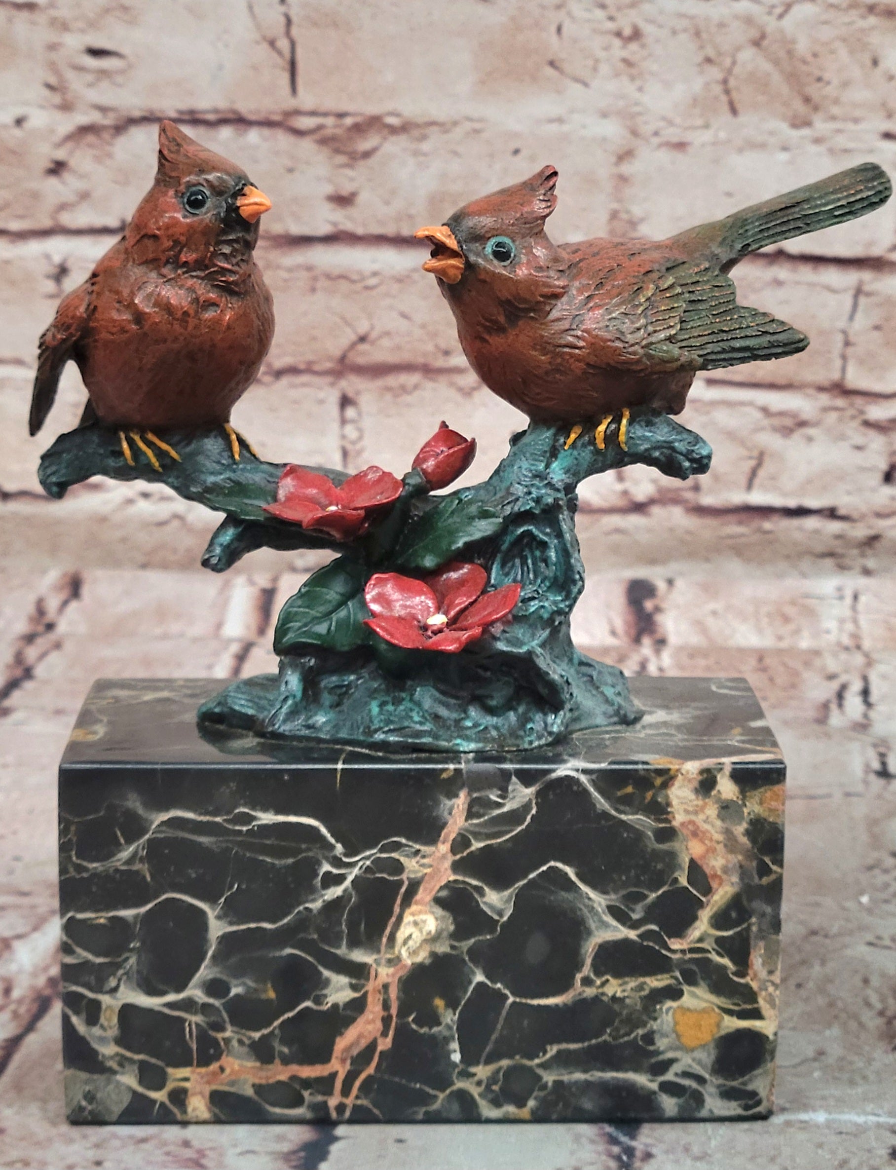 Museum Quality Milo Bronze Love Birds Sculpture Cold Painted Finish