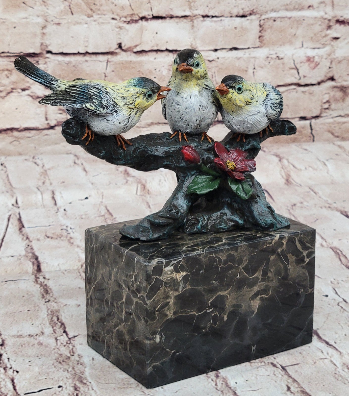 Art Deco Finch Finches Bronze Sculpture Multi Color Patina Bronze Sculpture Sale