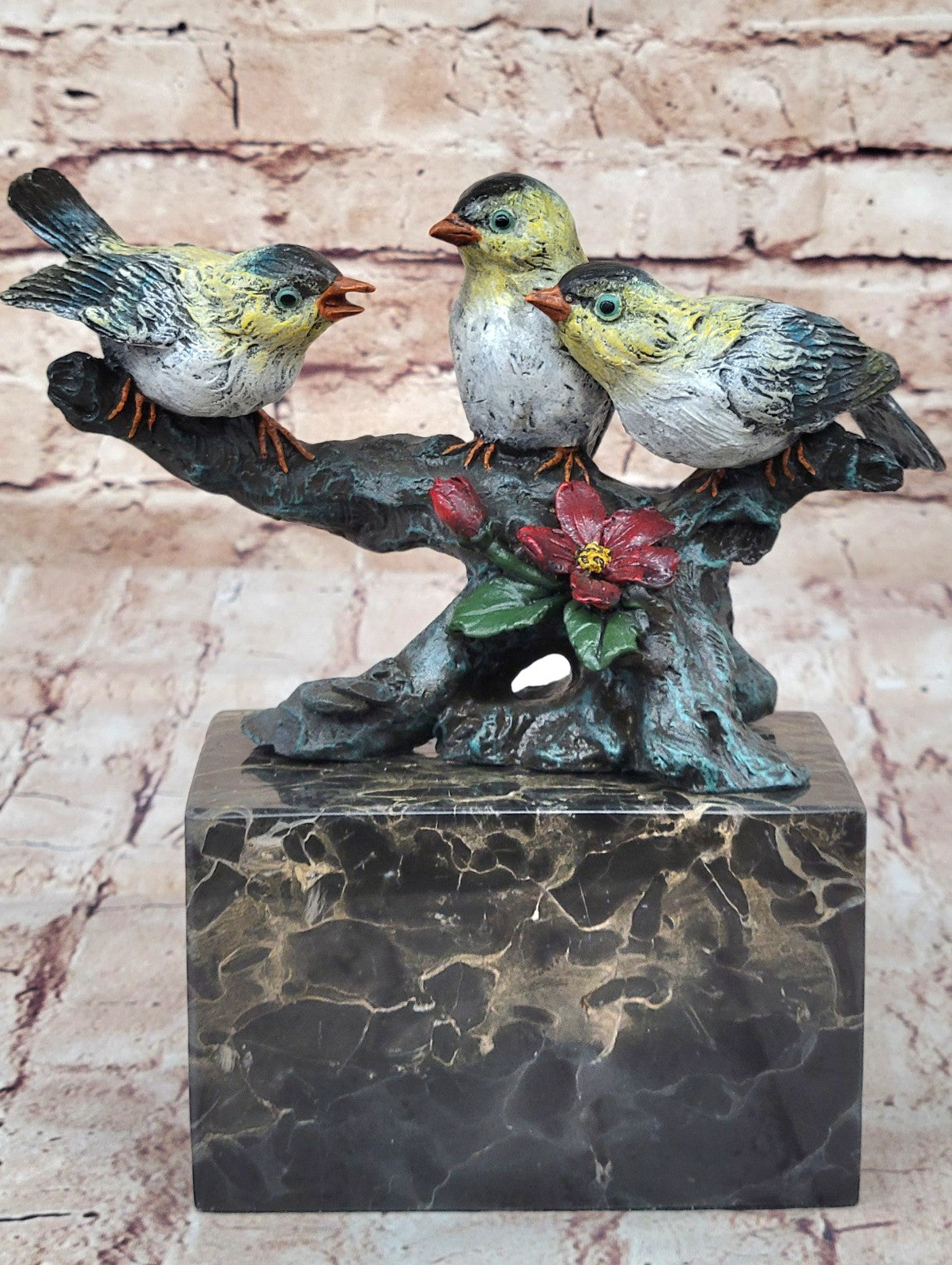 Art Deco Finch Finches Bronze Sculpture Multi Color Patina Bronze Sculpture Sale
