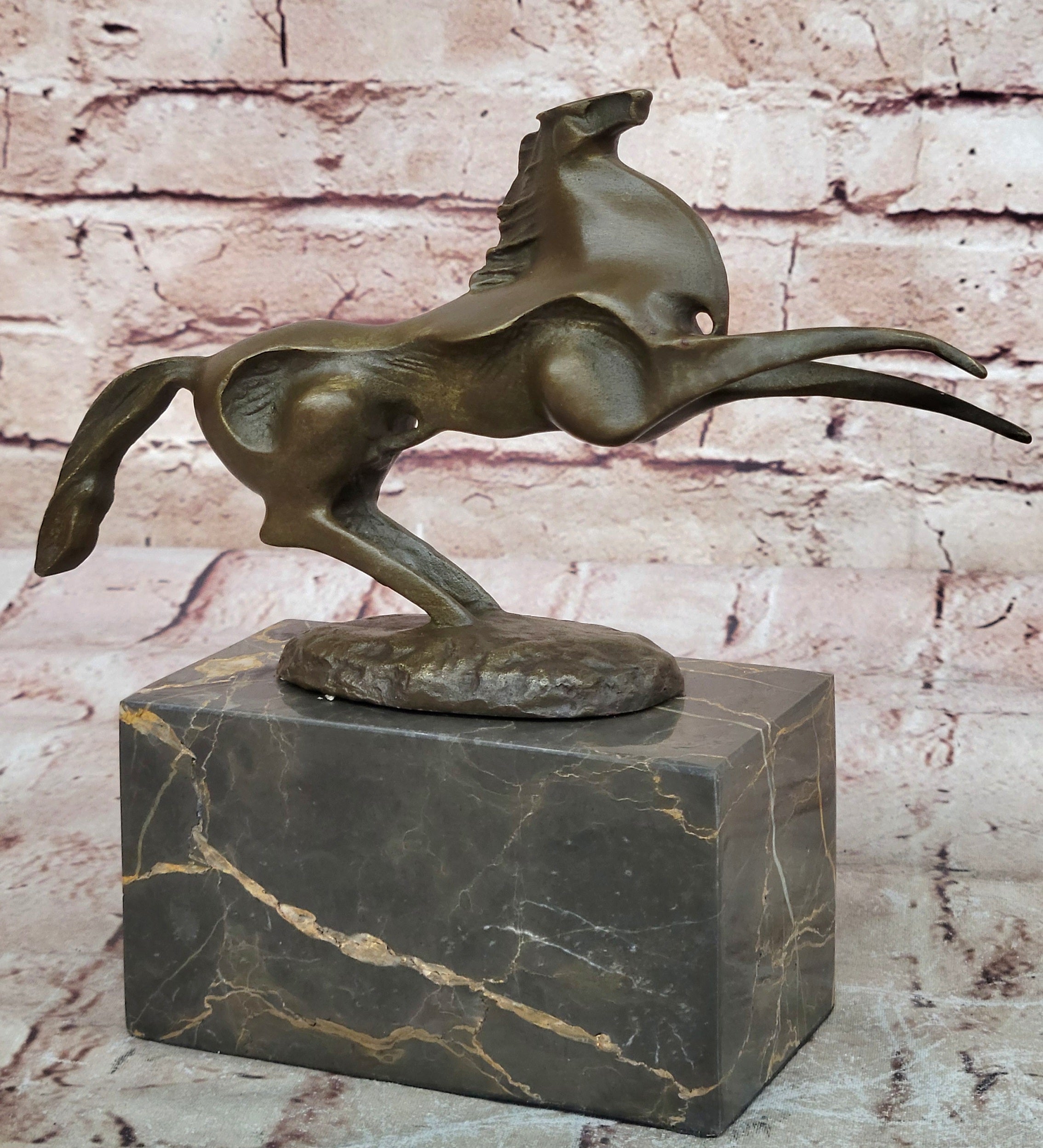 Signed Abstract Modern Art Horse Stallion Bronze Sculpture Decor Hot Cast Figure