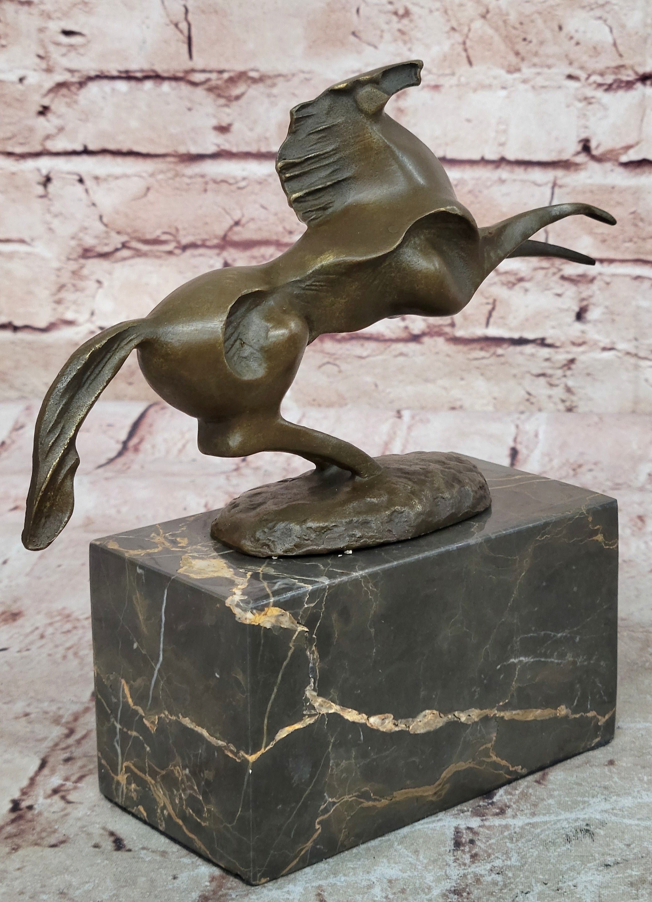 Signed Abstract Modern Art Horse Stallion Bronze Sculpture Decor Hot Cast Figure
