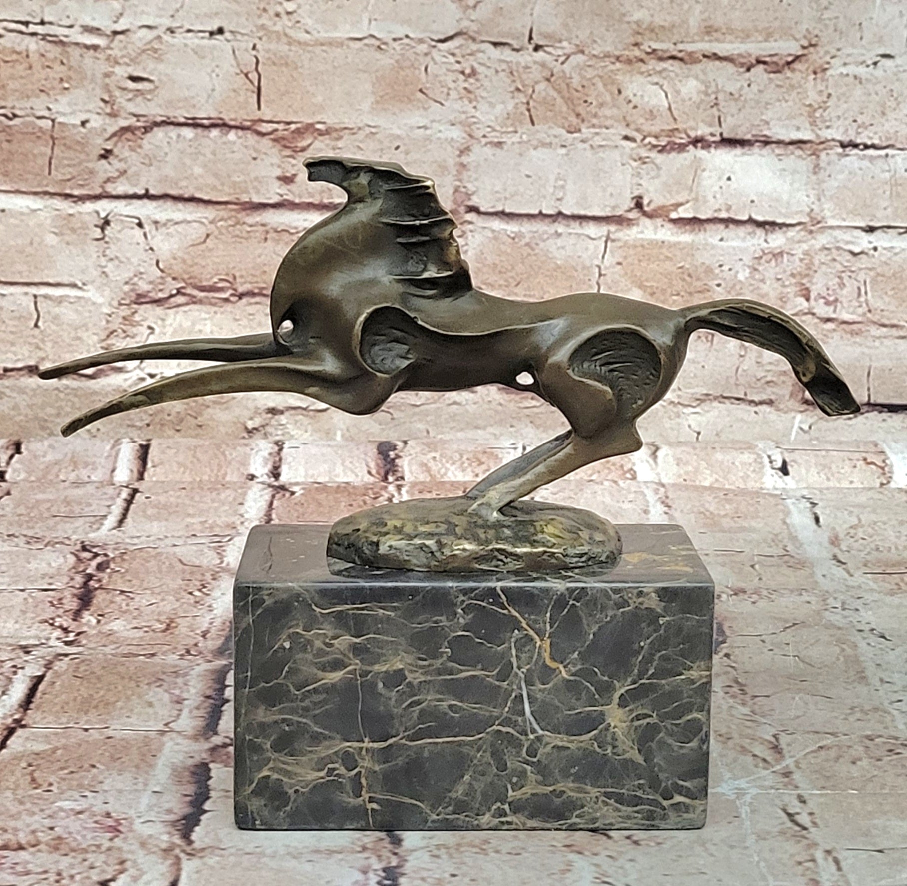 Signed Abstract Modern Art Horse Stallion Bronze Sculpture Decor Hot Cast Figure