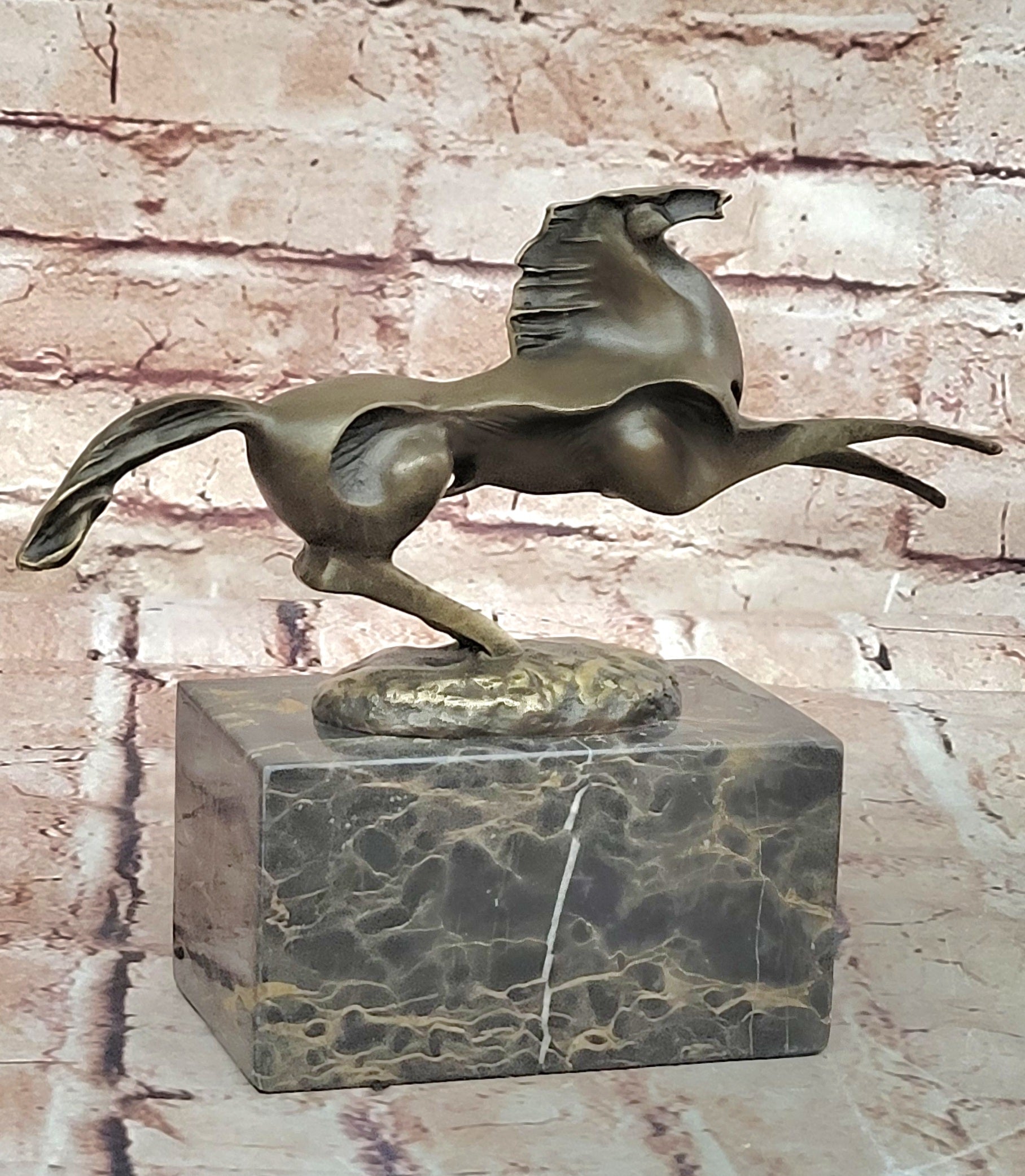 Signed Abstract Modern Art Horse Stallion Bronze Sculpture Decor Hot Cast Figure