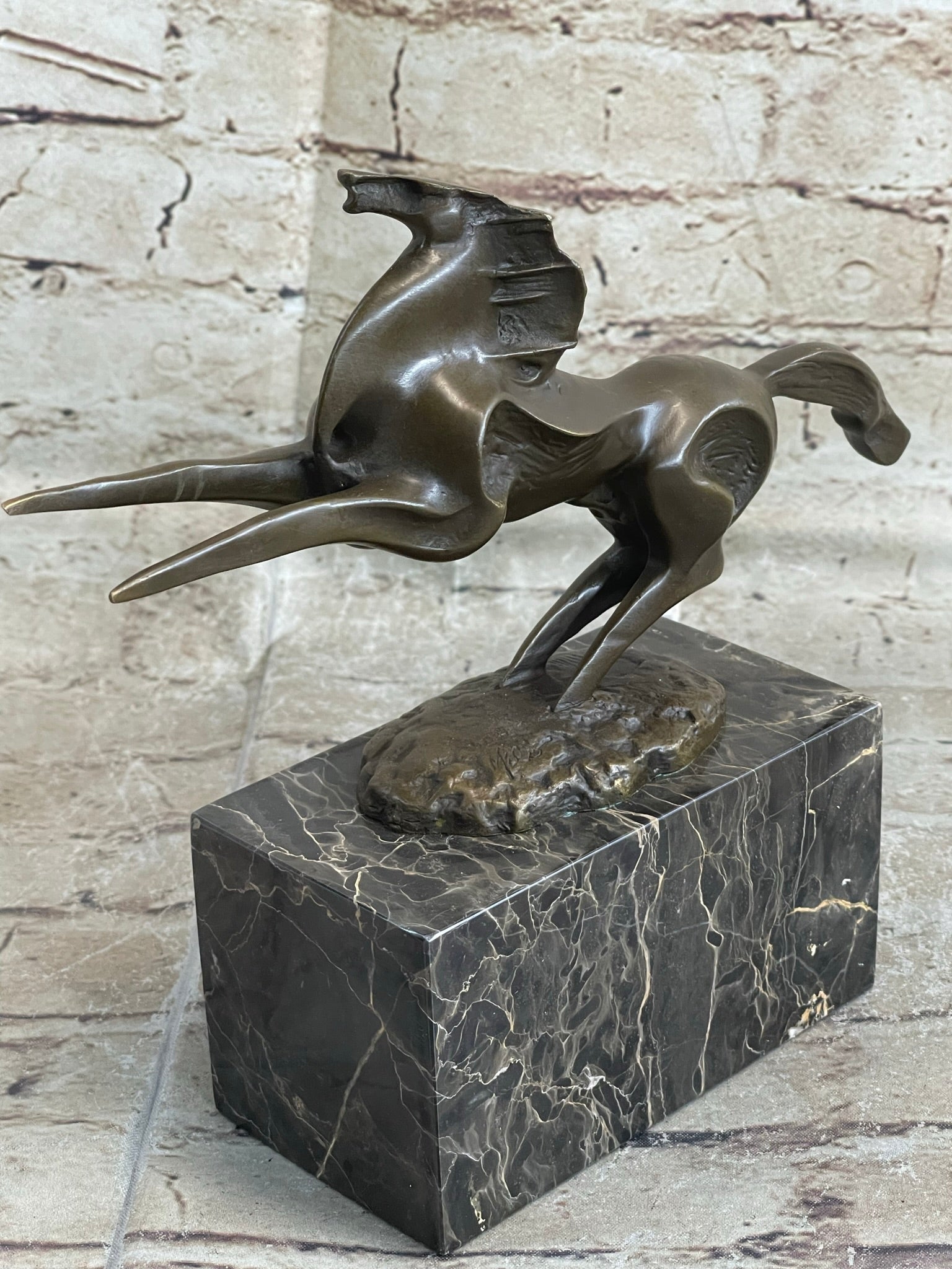 Signed Abstract Modern Art Horse Stallion Bronze Sculpture Decor Hot Cast Figure