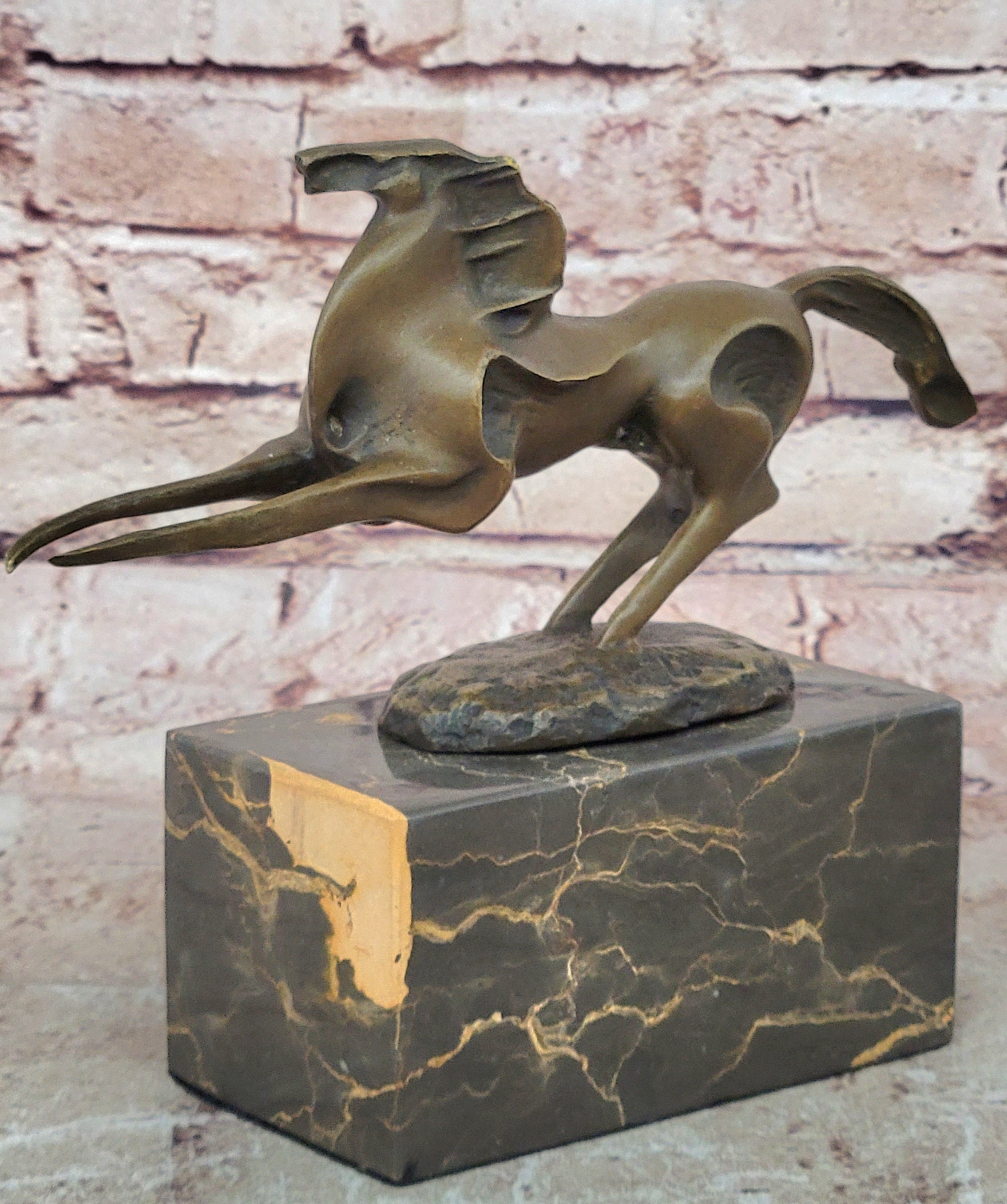Signed Abstract Modern Art Horse Stallion Bronze Sculpture Decor Hot Cast Figure