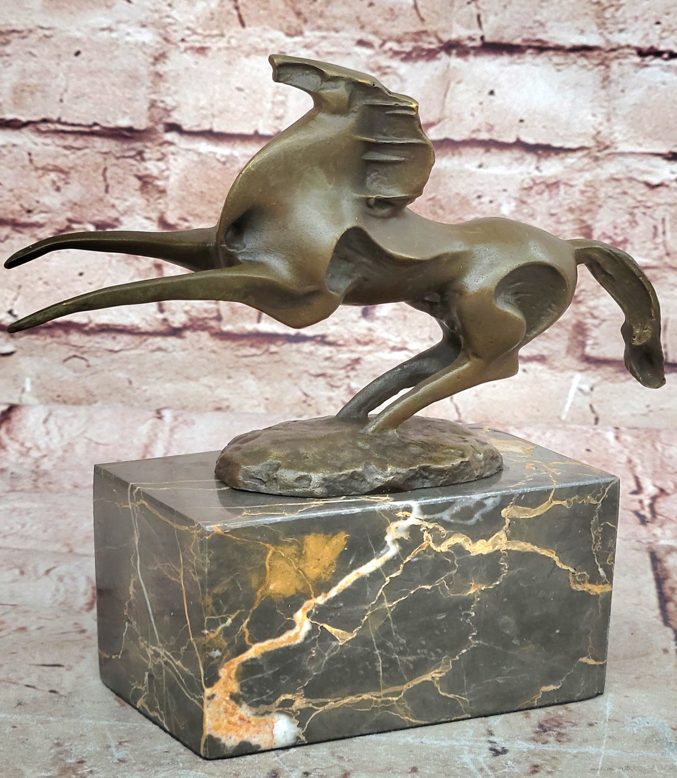 Signed Abstract Modern Art Horse Stallion Bronze Sculpture Decor Hot Cast Figure