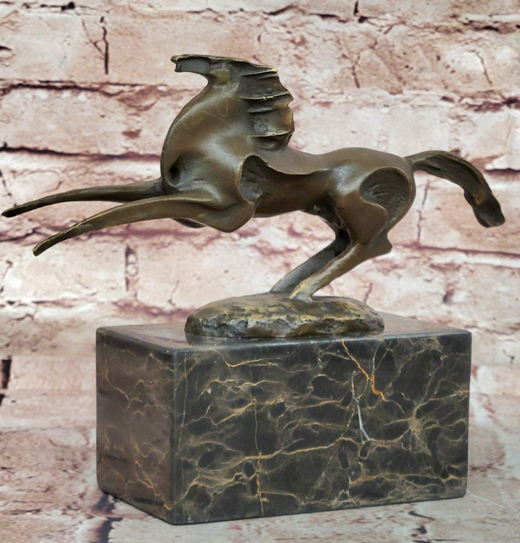 Signed Abstract Modern Art Horse Stallion Bronze Sculpture Decor Hot Cast Figure