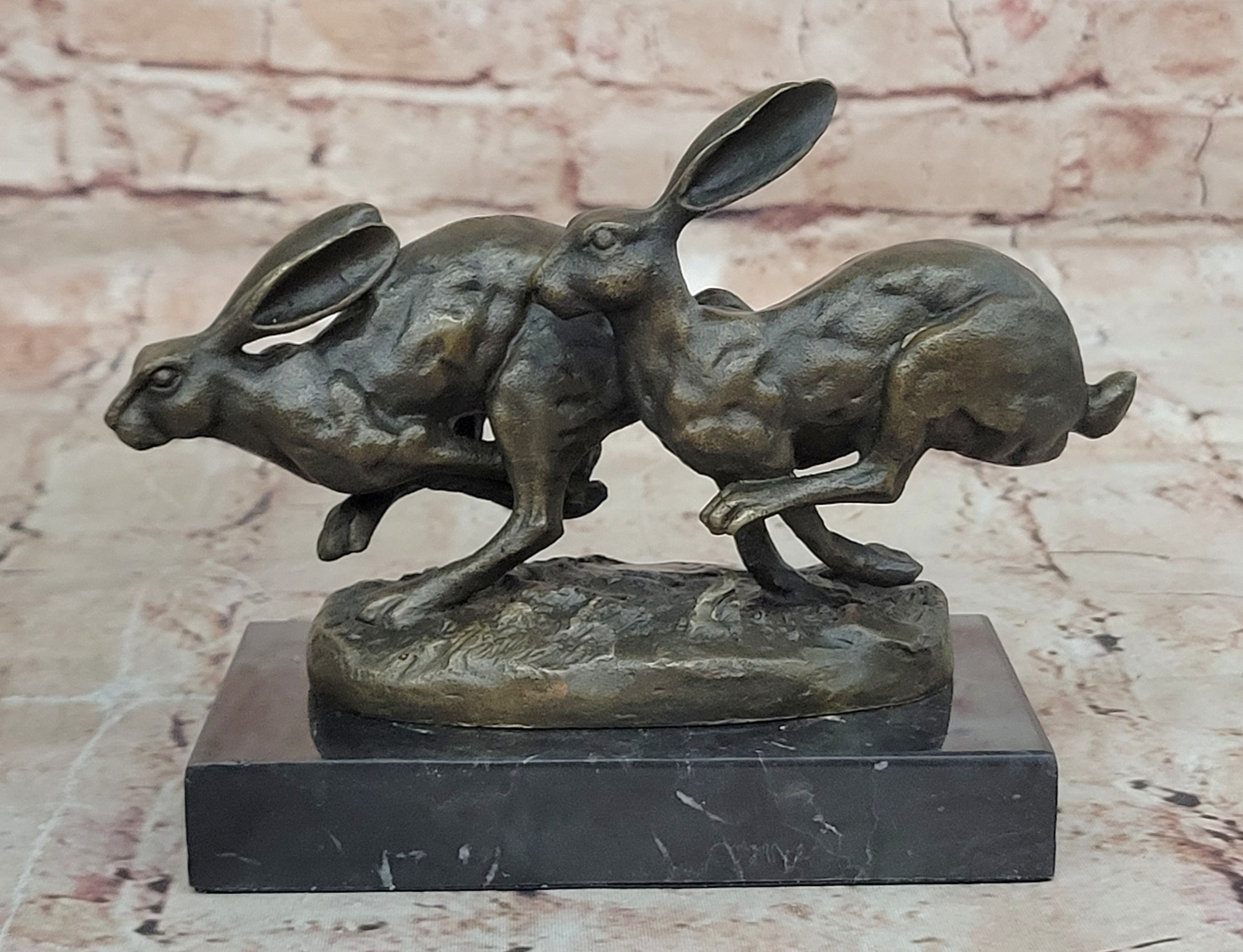 Vienna Bronze Museum Quality Bunny Rabbits Bronze Sculpture Statue Gift Figurine