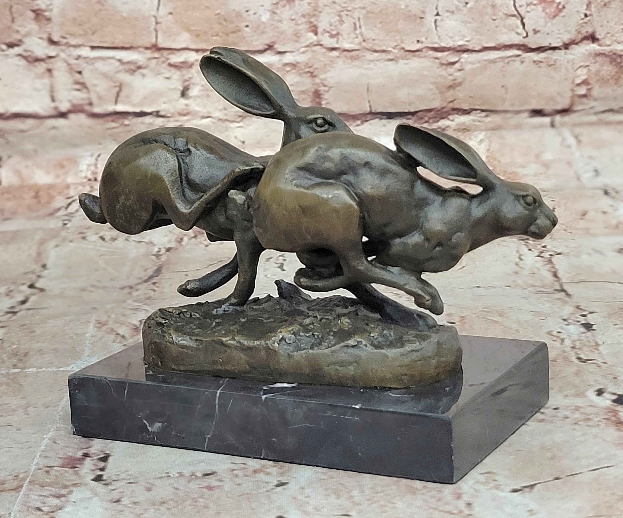 Vienna Bronze Museum Quality Bunny Rabbits Bronze Sculpture Statue Gift Figurine