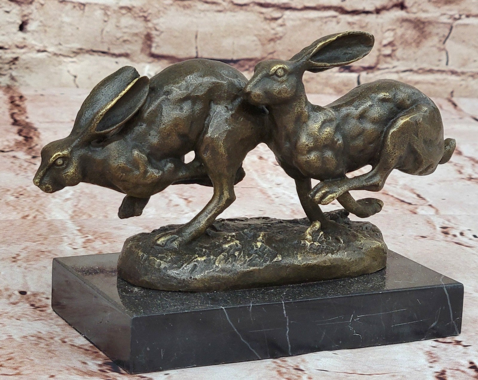 Vienna Bronze Museum Quality Bunny Rabbits Bronze Sculpture Statue Gift Figurine