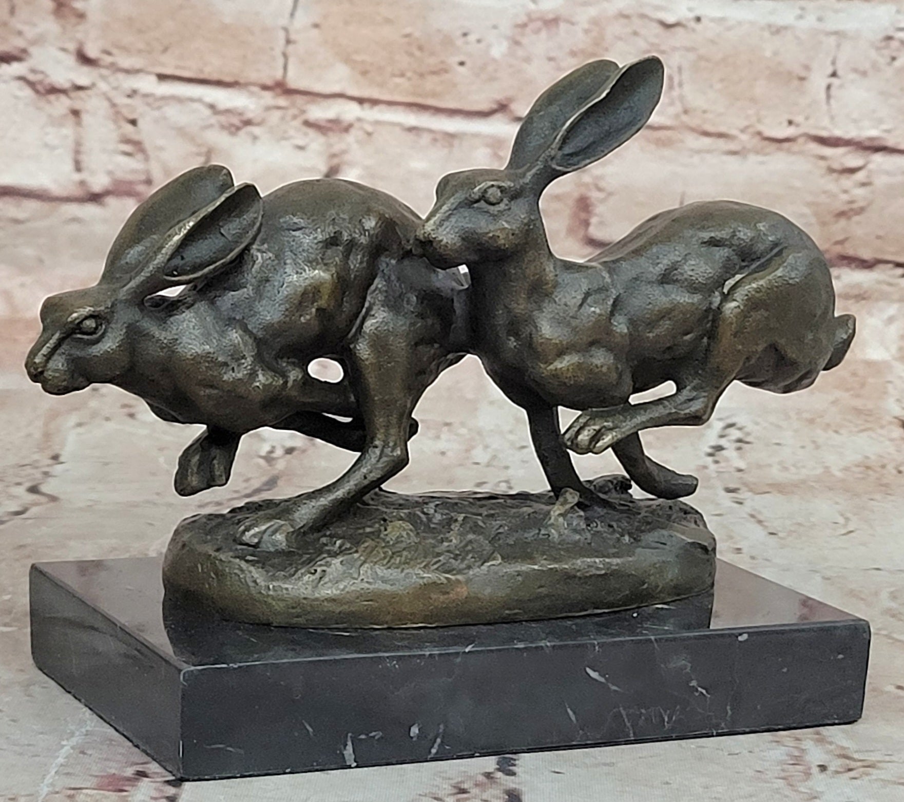 Vienna Bronze Museum Quality Bunny Rabbits Bronze Sculpture Statue Gift Figurine