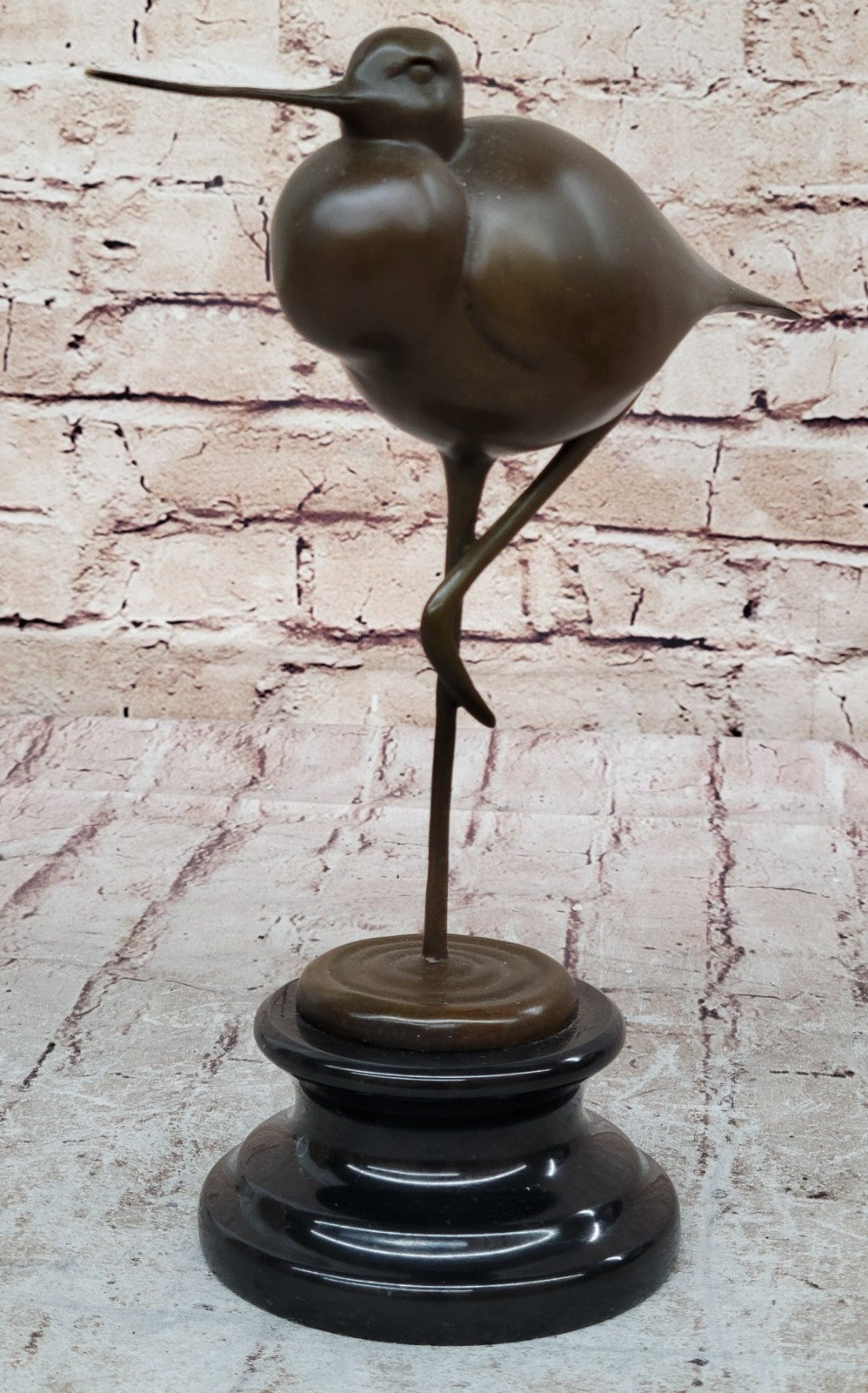 European Bronze Sculpture Egret Crane Heron Wetland Coastal Shorebird Figurine