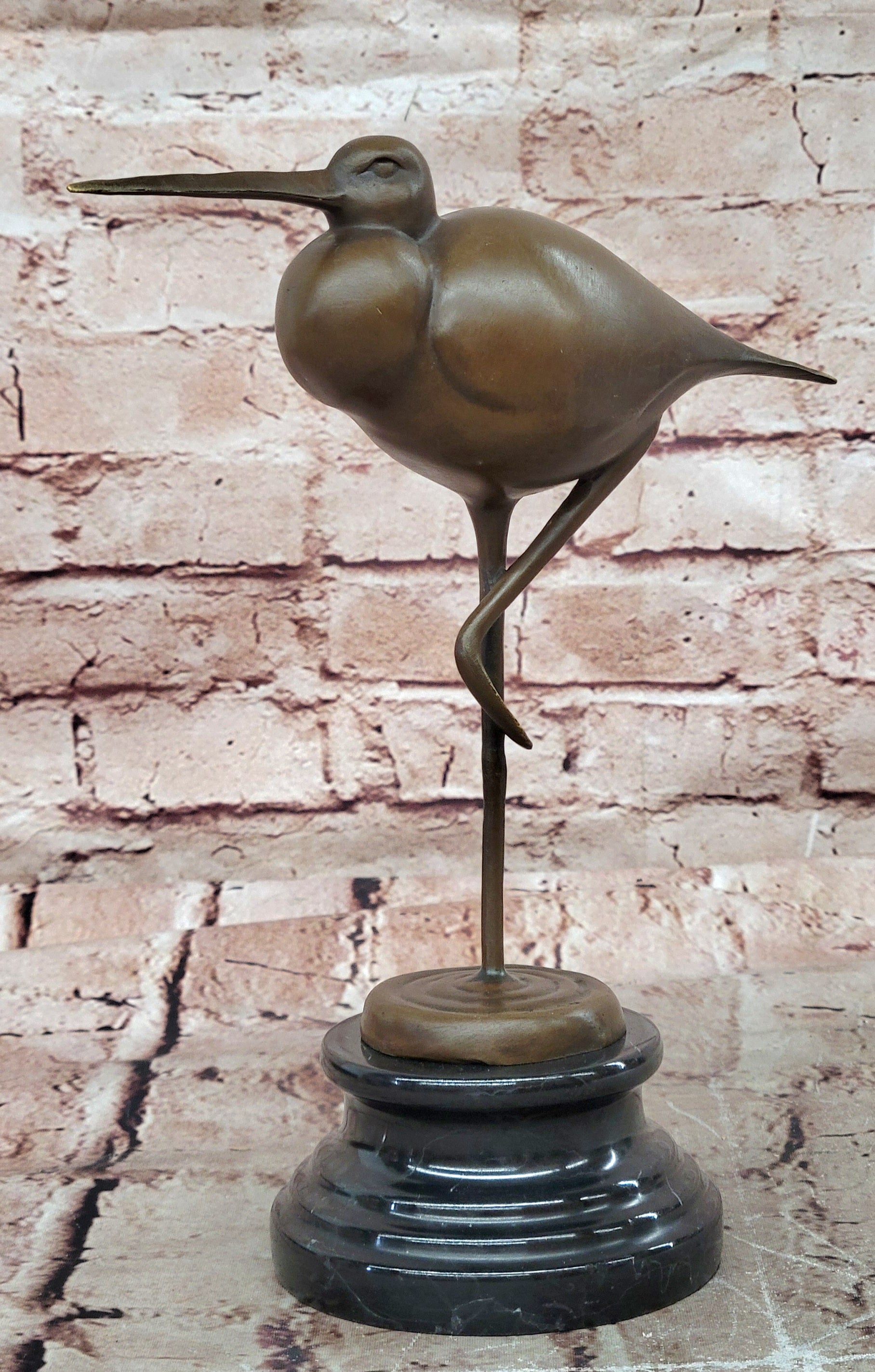 European Bronze Sculpture Egret Crane Heron Wetland Coastal Shorebird Figurine