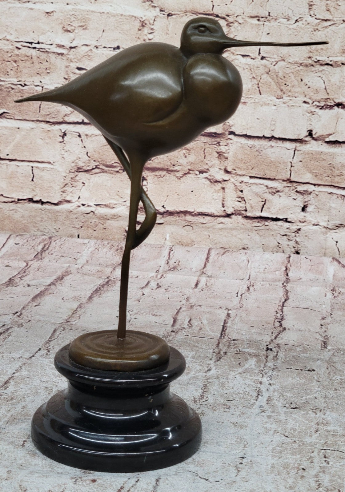 European Bronze Sculpture Egret Crane Heron Wetland Coastal Shorebird Figurine