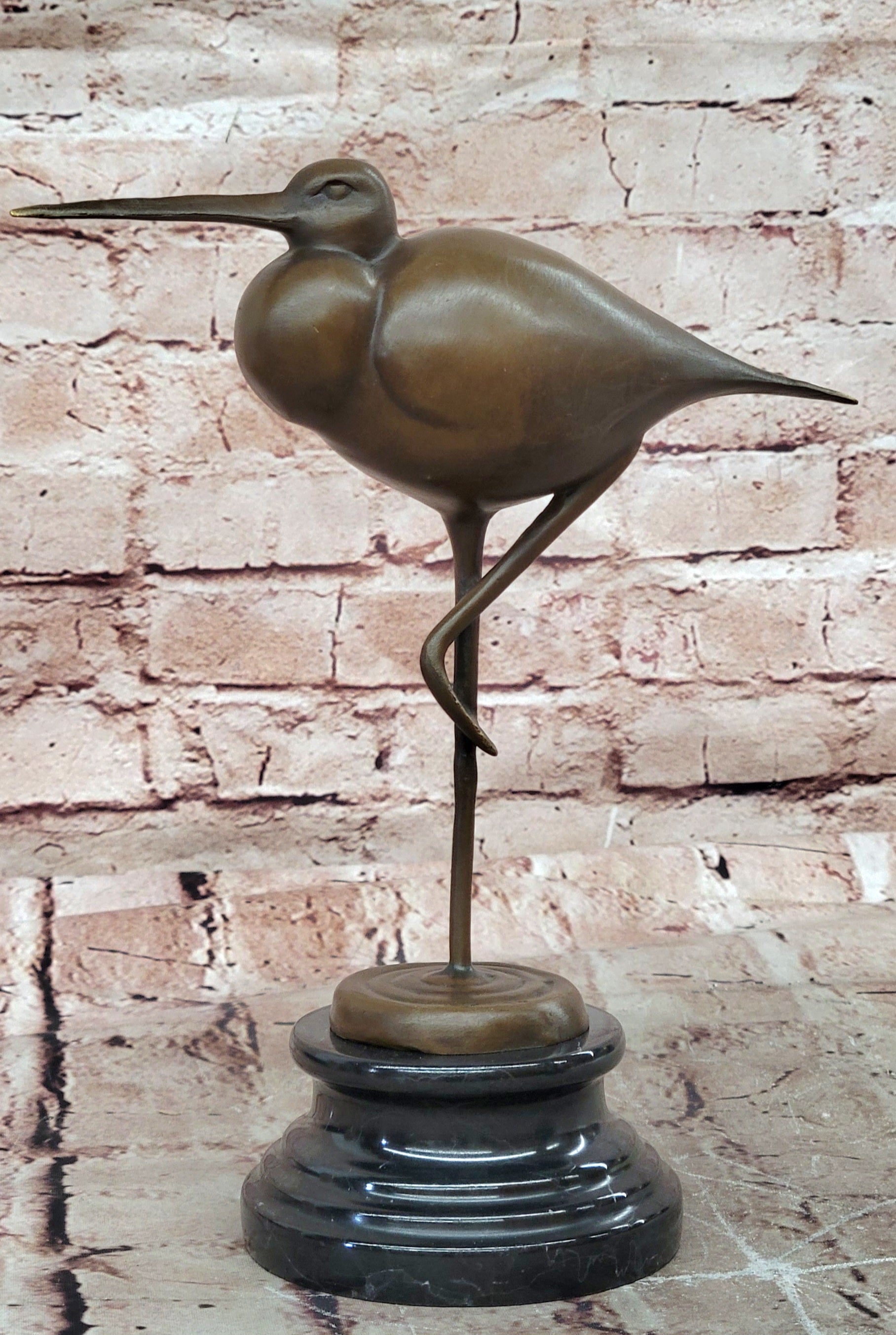 European Bronze Sculpture Egret Crane Heron Wetland Coastal Shorebird Figurine