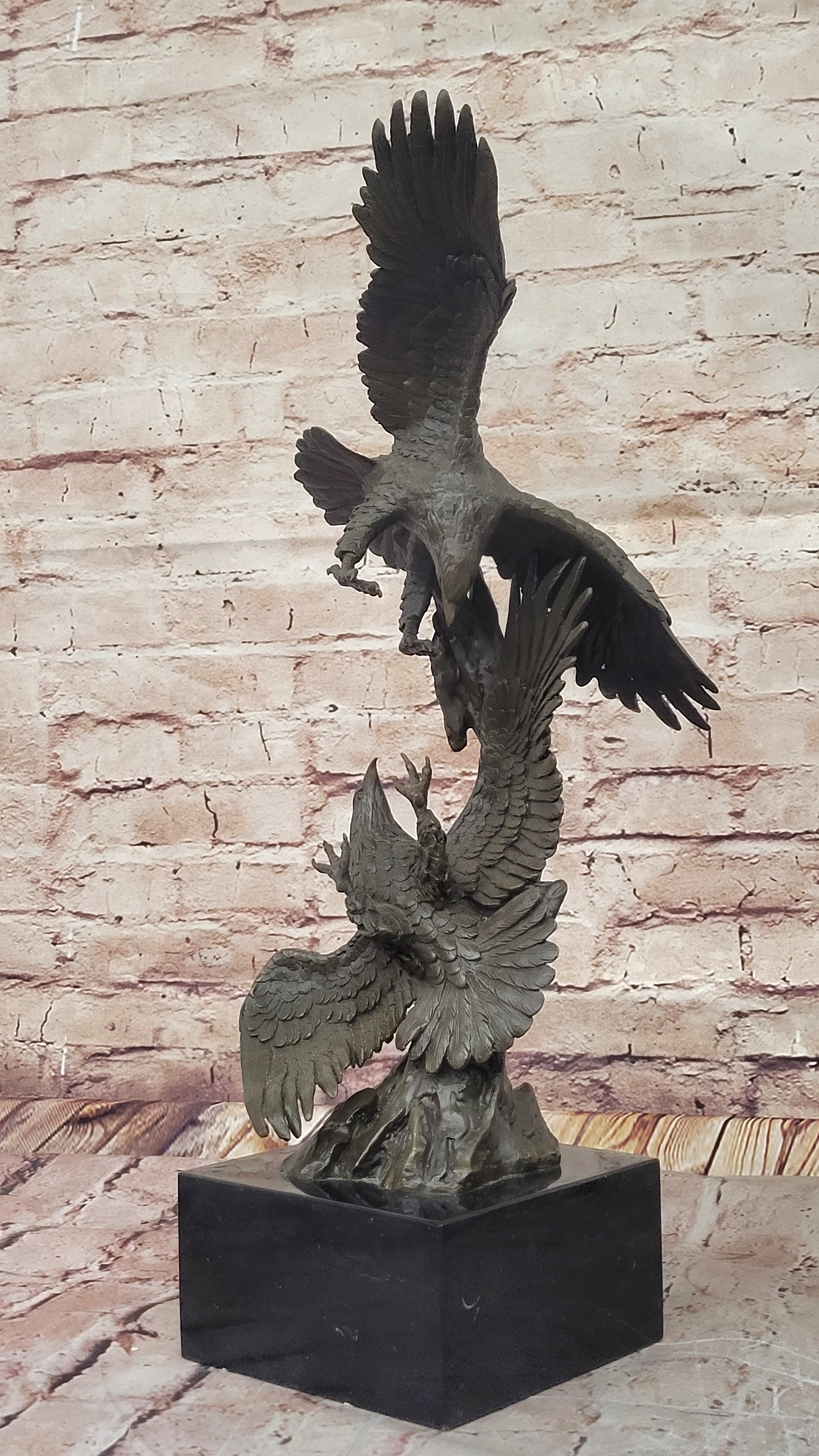 Hot Cast Detailed Classic Two Birds Eagle Bronze Museum Quality Artwork Sculpture