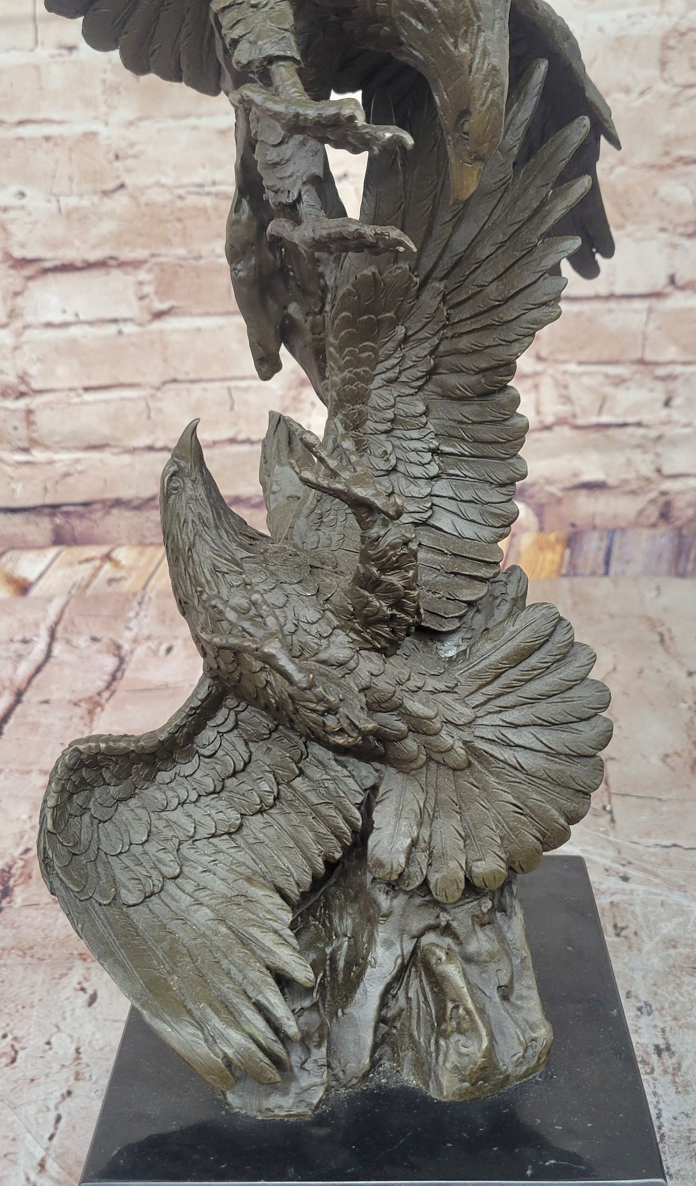 Hot Cast Detailed Classic Two Birds Eagle Bronze Museum Quality Artwork Sculpture