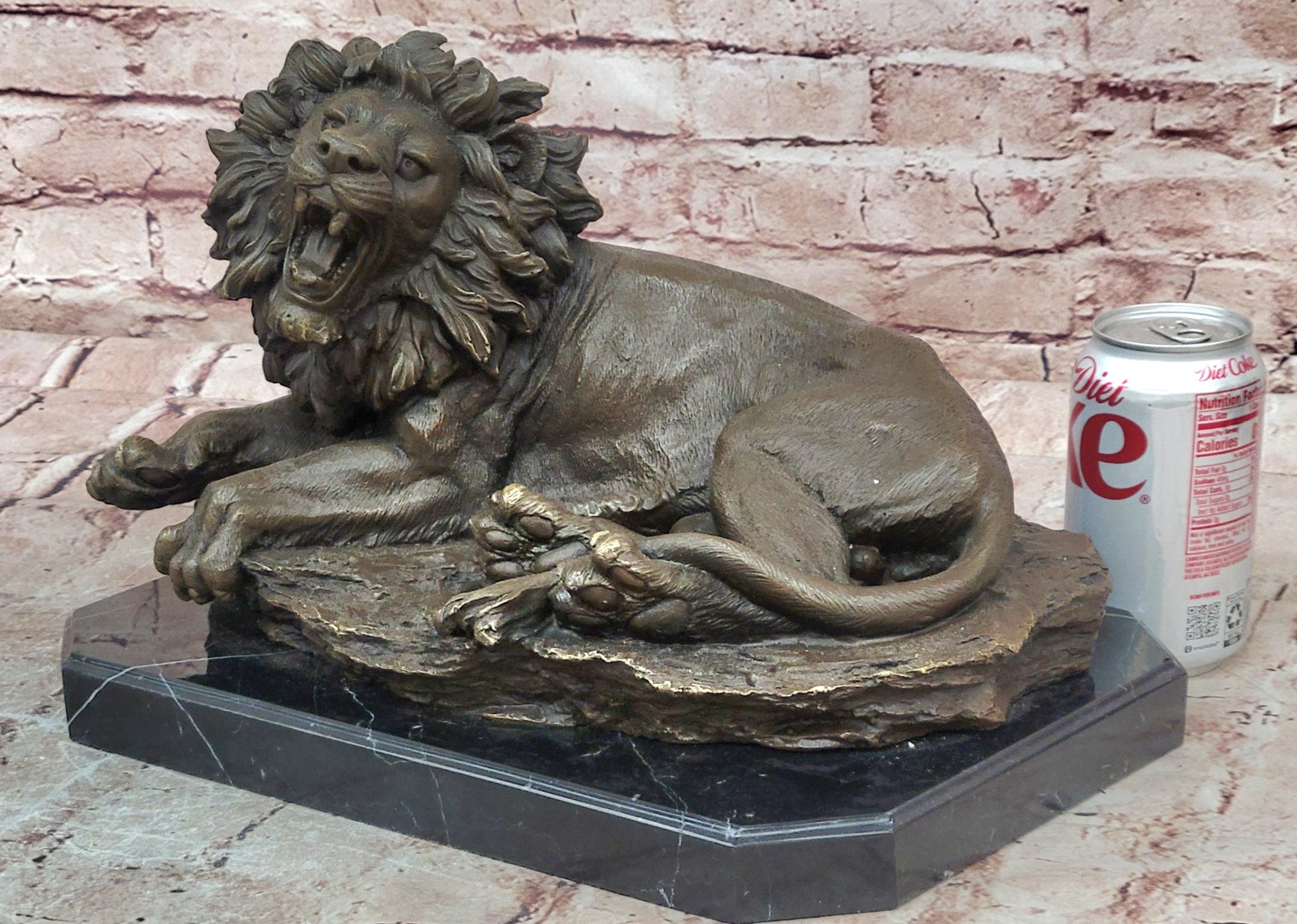 Majestic Bronze Roaring Lion Statue Signed Juno Luxury Wildlife Decor Collectible