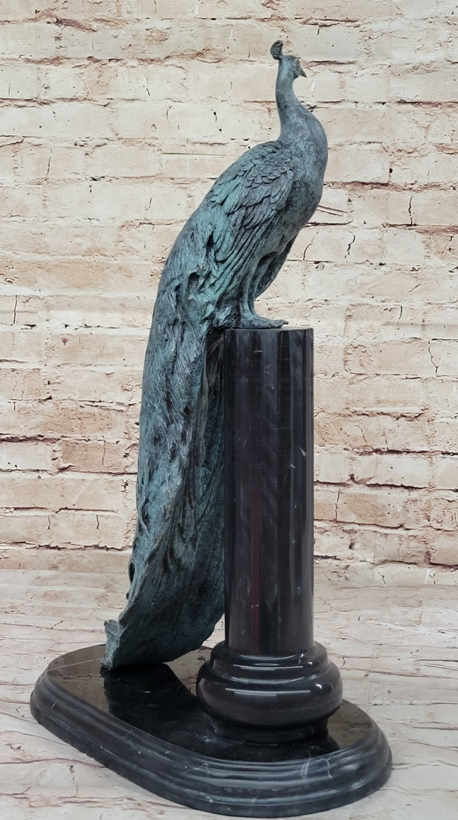 Art Deco Fine Detailed Handcrafted Peacock Bronze Sculpture Statue Figurine Sale