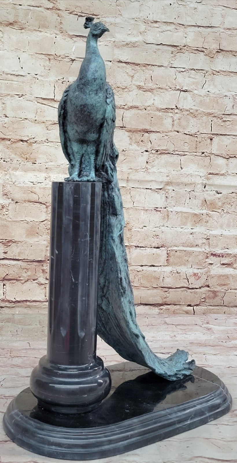 Art Deco Fine Detailed Handcrafted Peacock Bronze Sculpture Statue Figurine Sale