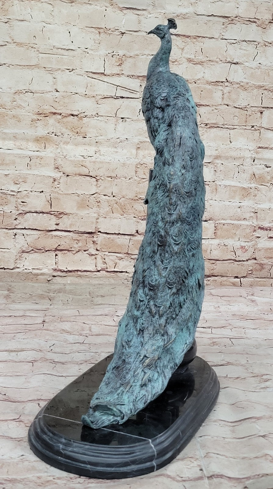 Art Deco Fine Detailed Handcrafted Peacock Bronze Sculpture Statue Figurine Sale