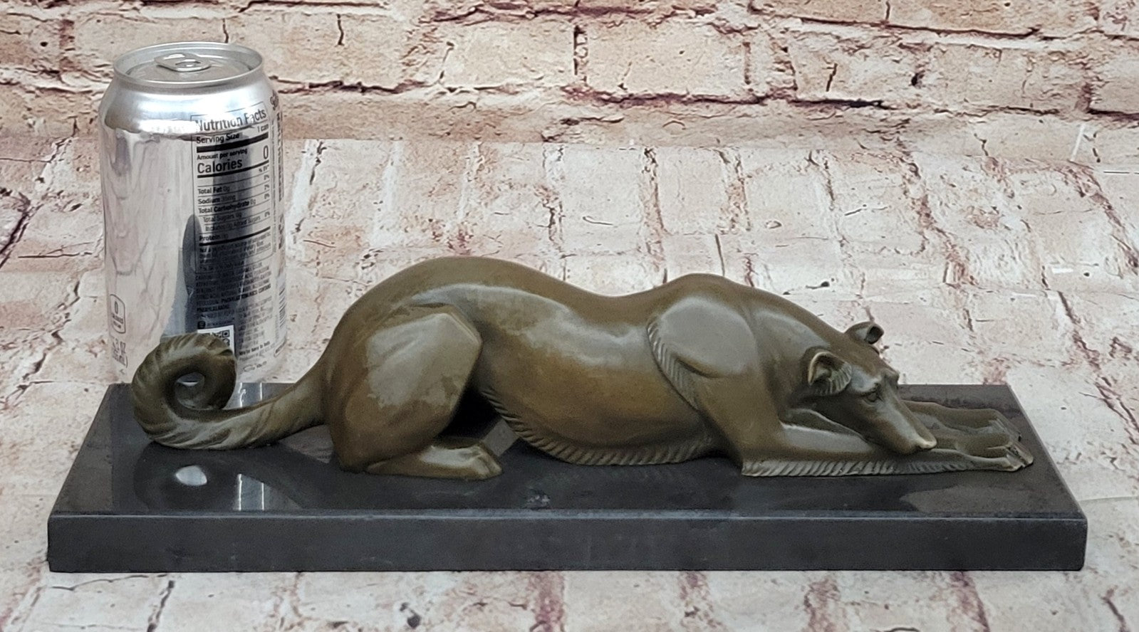 Patient Loving Greyhound Dog Rests On The Ground Bronze Sculpture Decor Art Deco