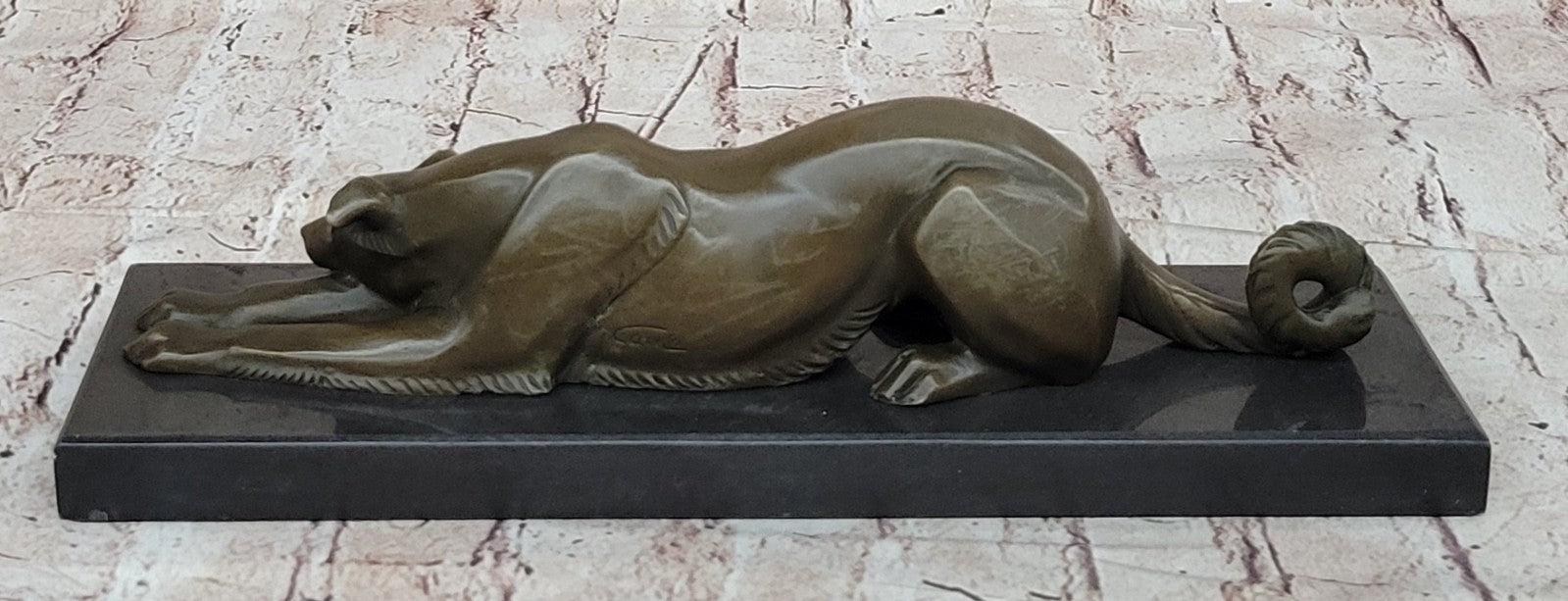 Patient Loving Greyhound Dog Rests On The Ground Bronze Sculpture Decor Art Deco