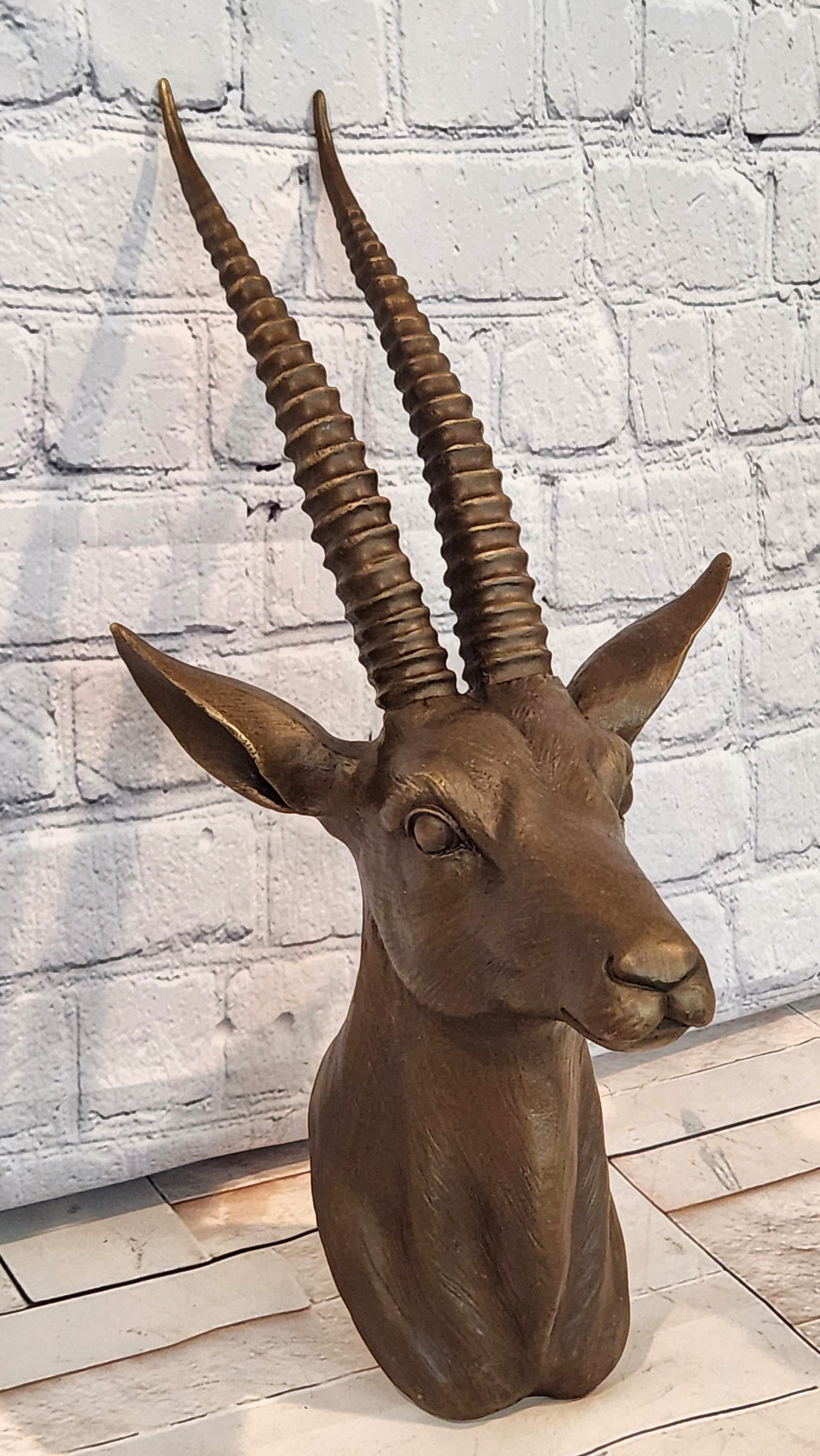 Hot Cast Hand Made Rams Head Bronze Masterpiece Home Office Decoration Figurine
