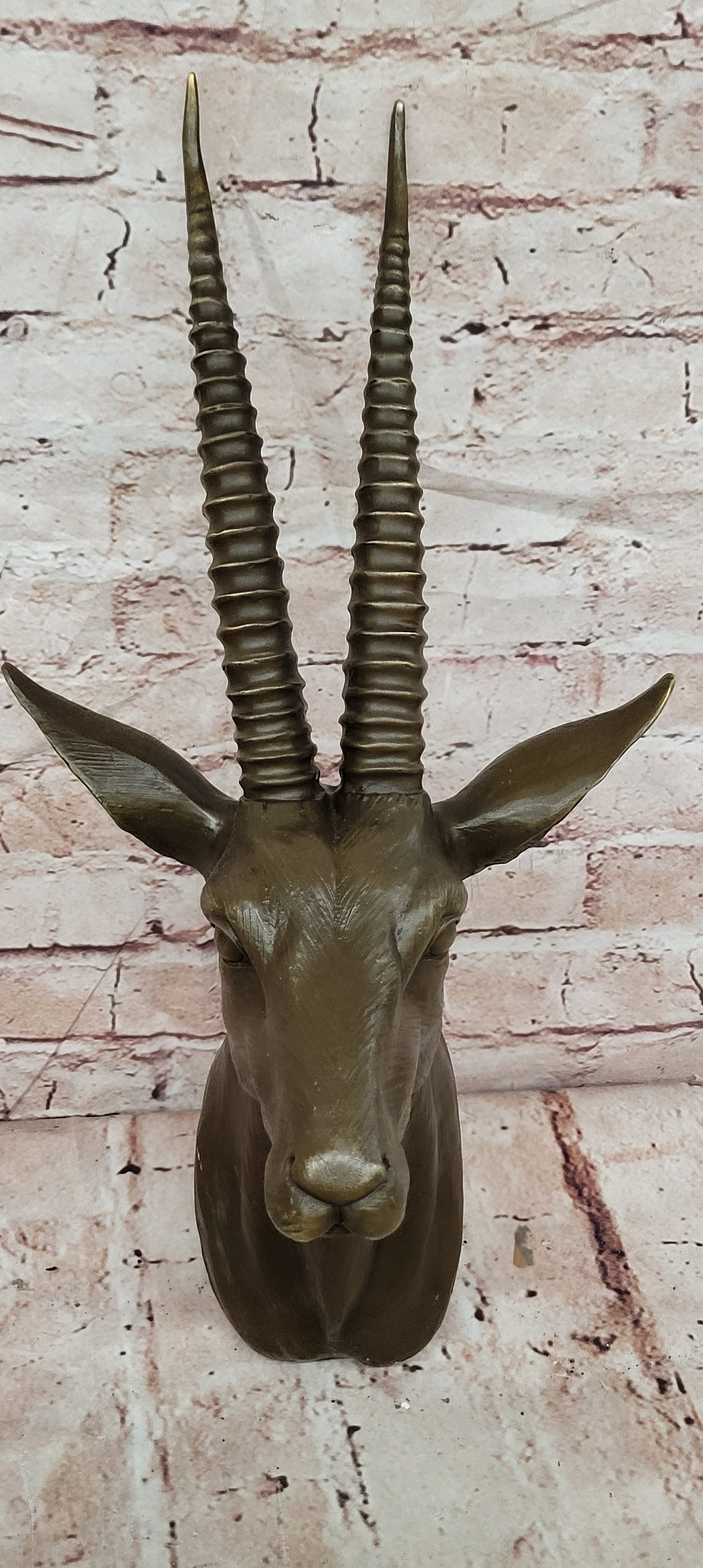 Hot Cast Hand Made Rams Head Bronze Masterpiece Home Office Decoration Figurine