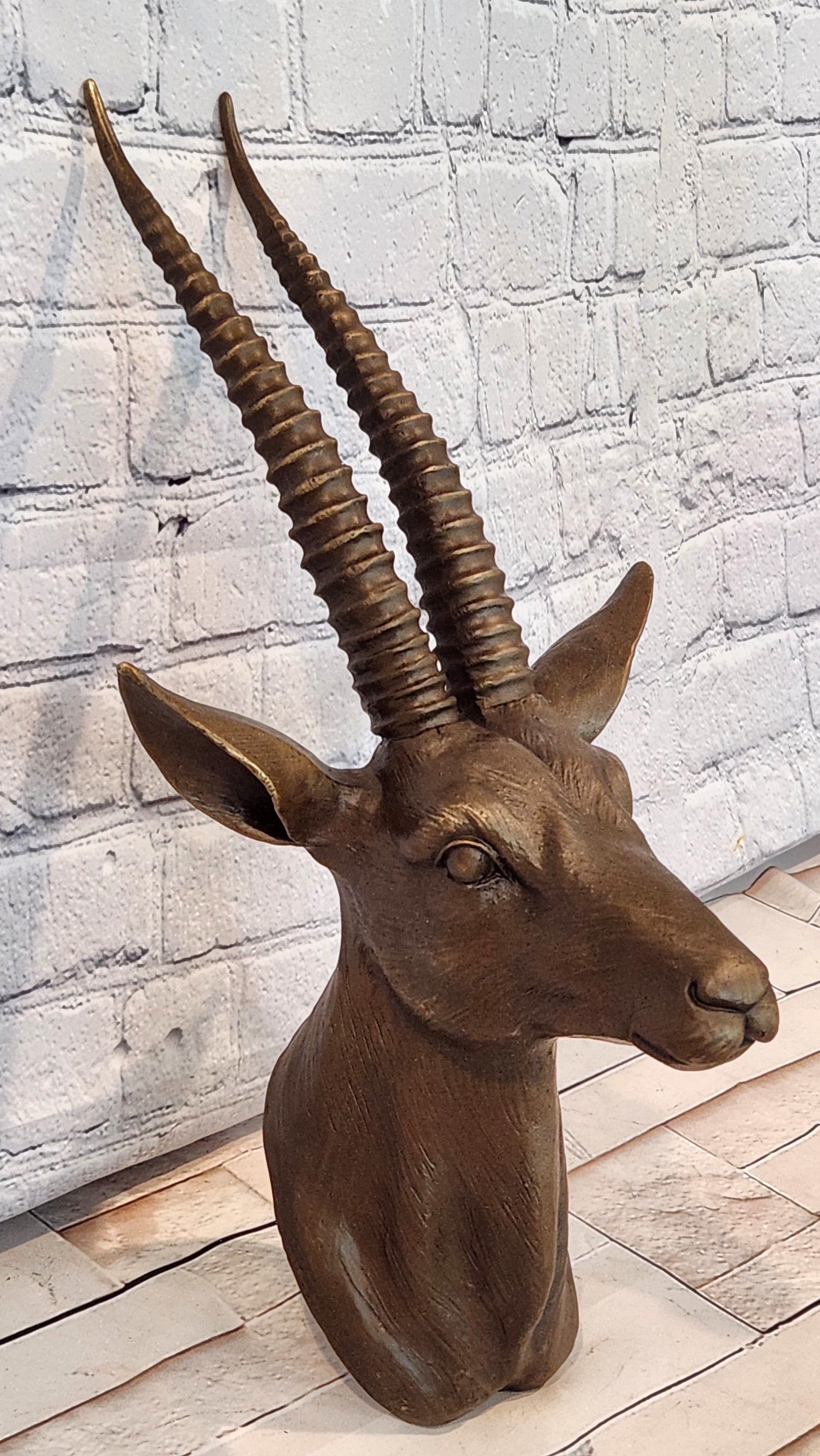Hot Cast Hand Made Rams Head Bronze Masterpiece Home Office Decoration Figurine