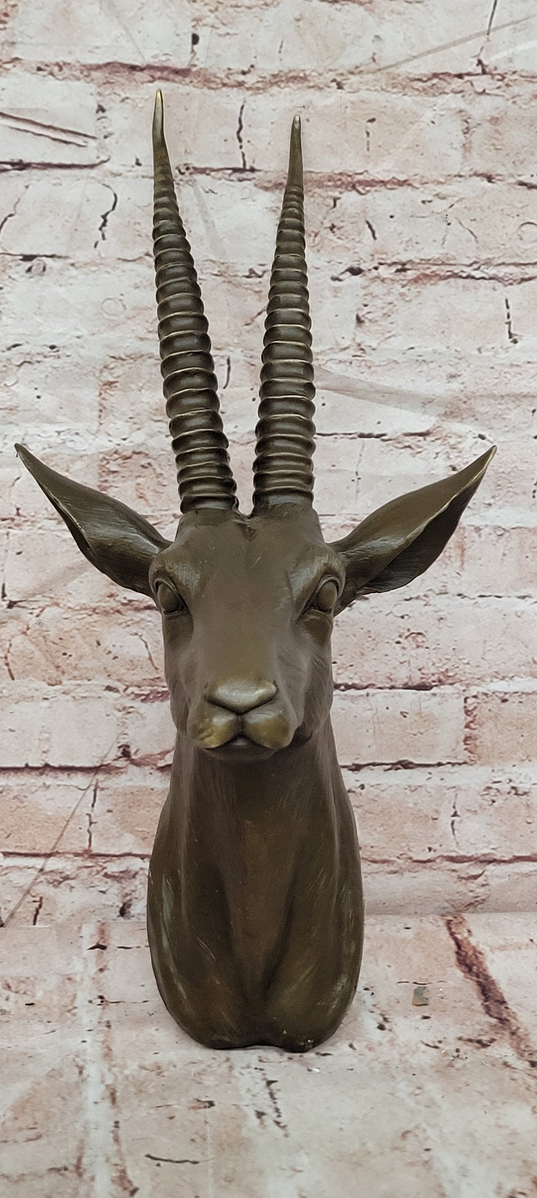 Hot Cast Hand Made Rams Head Bronze Masterpiece Home Office Decoration Figurine