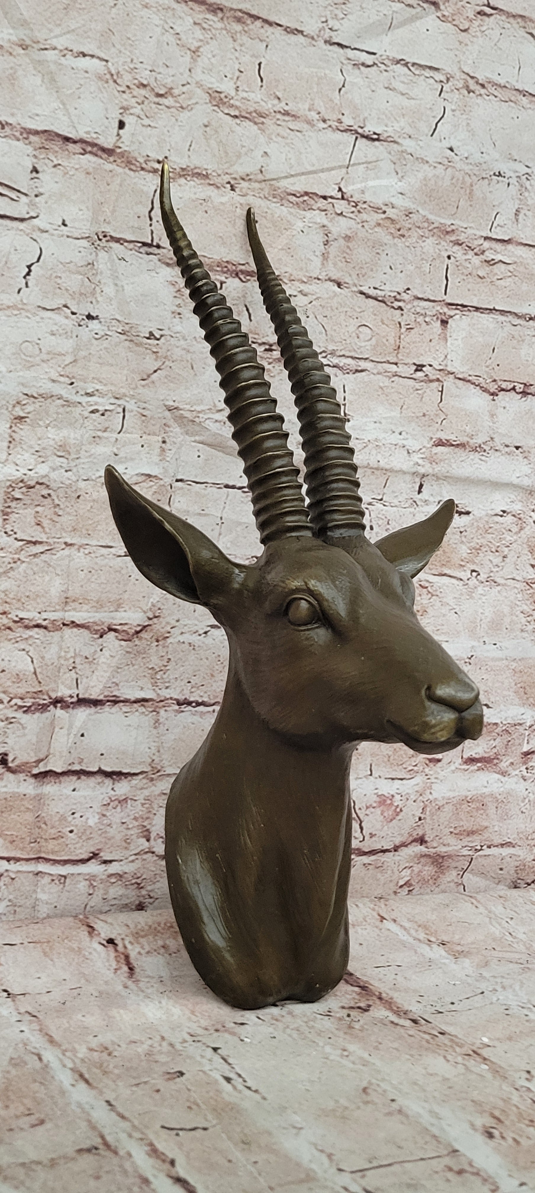Hot Cast Hand Made Rams Head Bronze Masterpiece Home Office Decoration Figurine