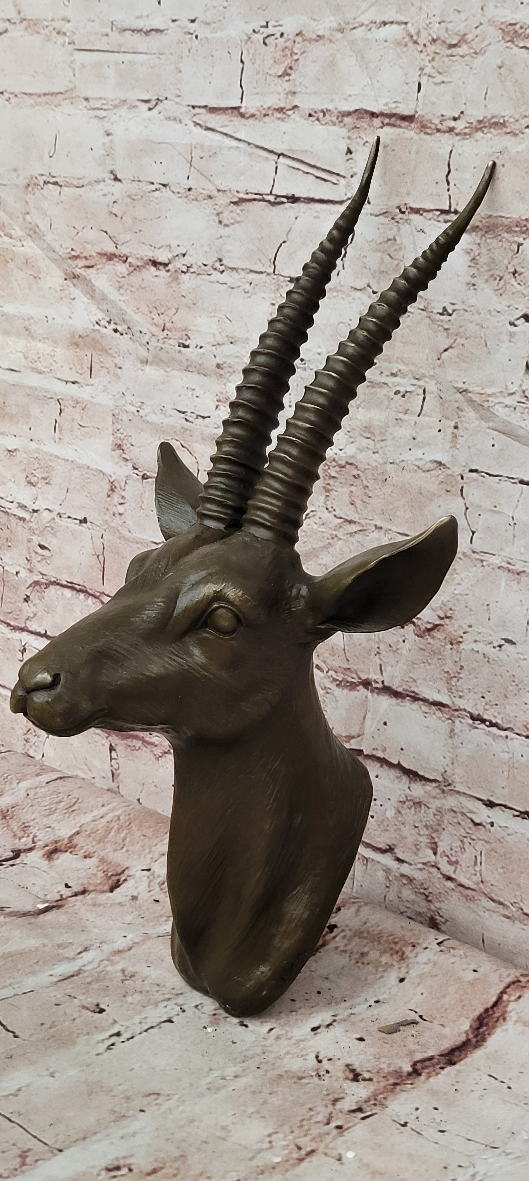 Hot Cast Hand Made Rams Head Bronze Masterpiece Home Office Decoration Figurine