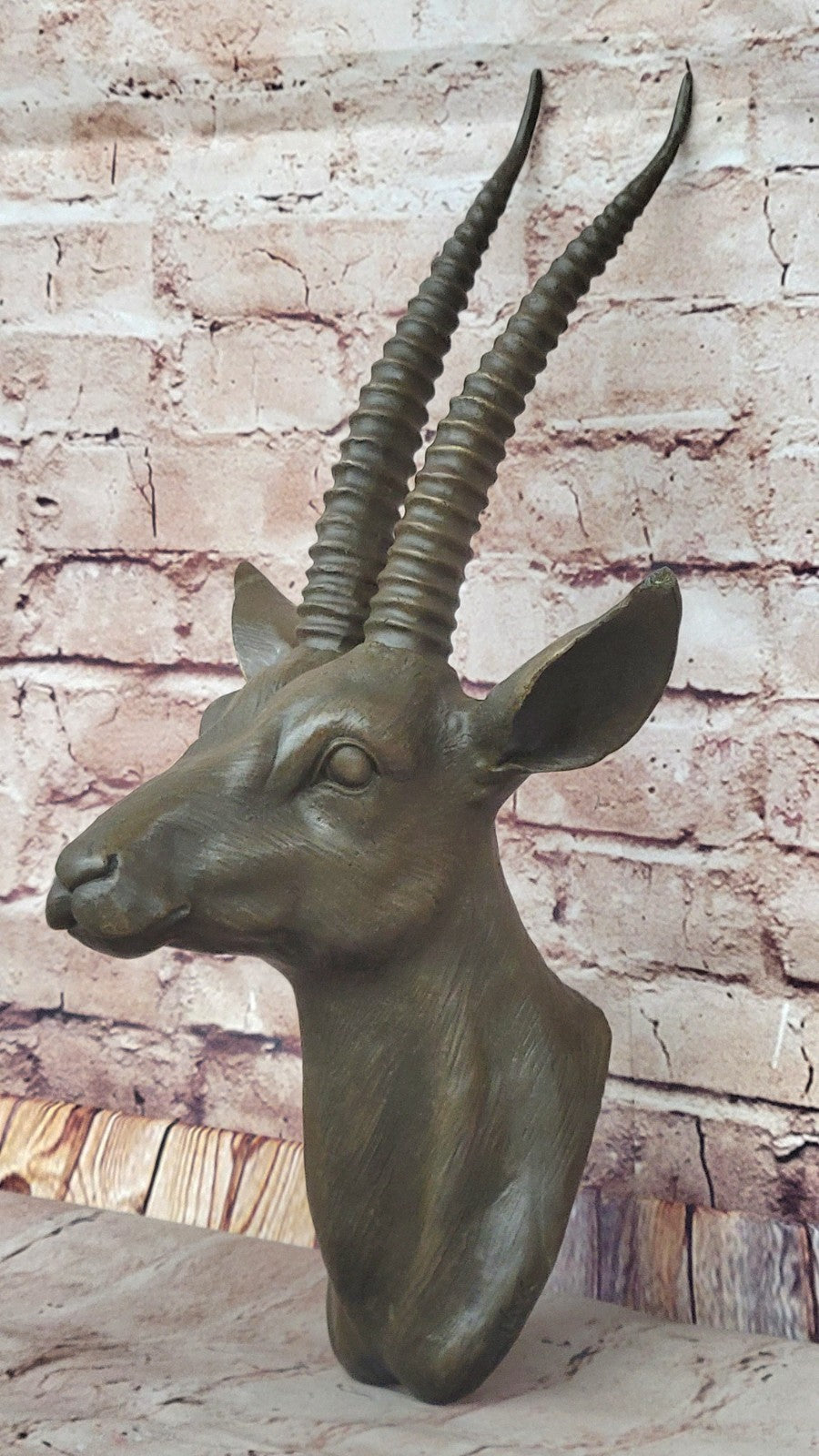 Hot Cast Hand Made Rams Head Bronze Masterpiece Home Office Decoration Figurine
