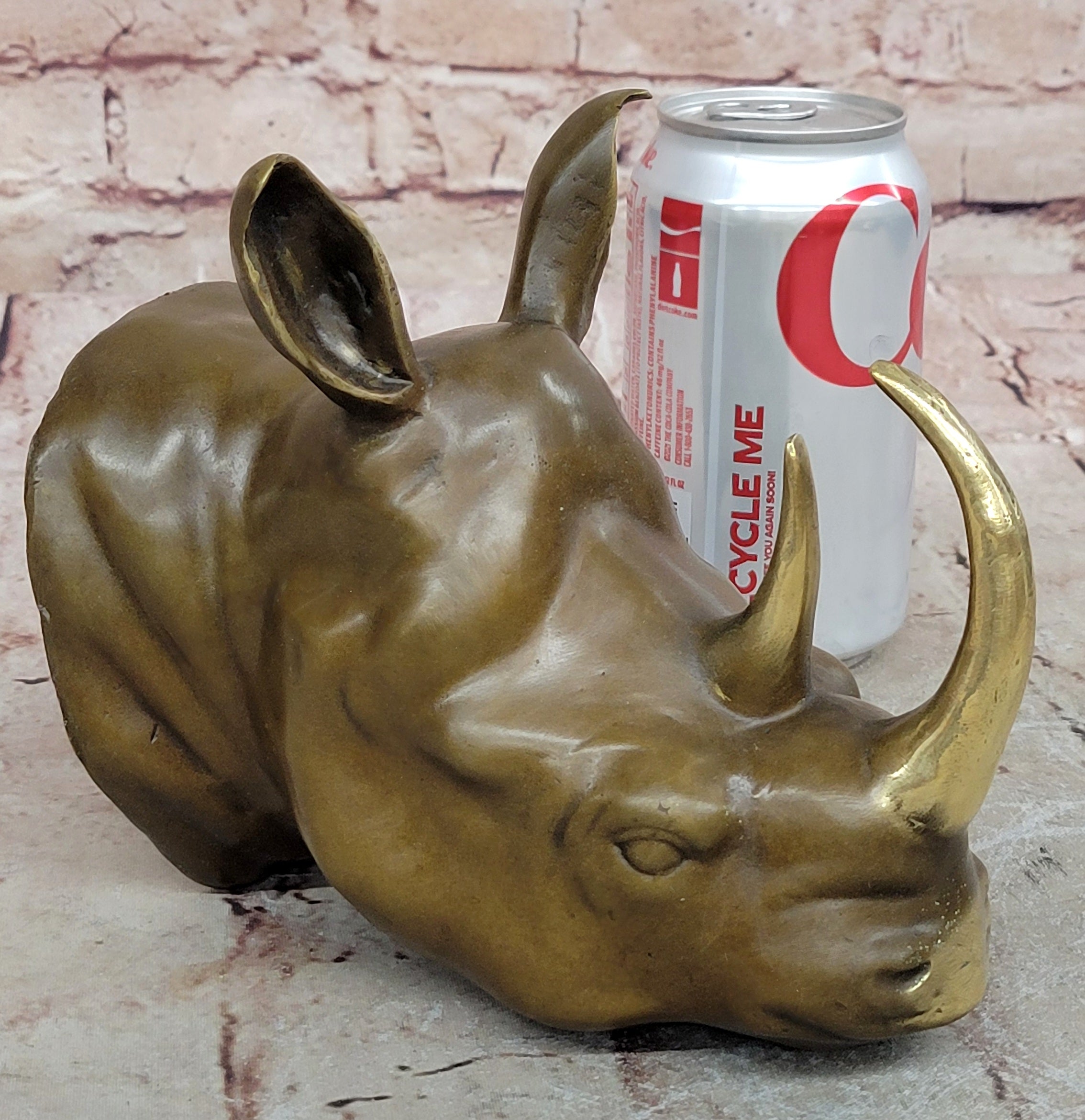 Rhinoceros Figurine Hand Carved Animal Sculpture Bronze Statue Wild Horn