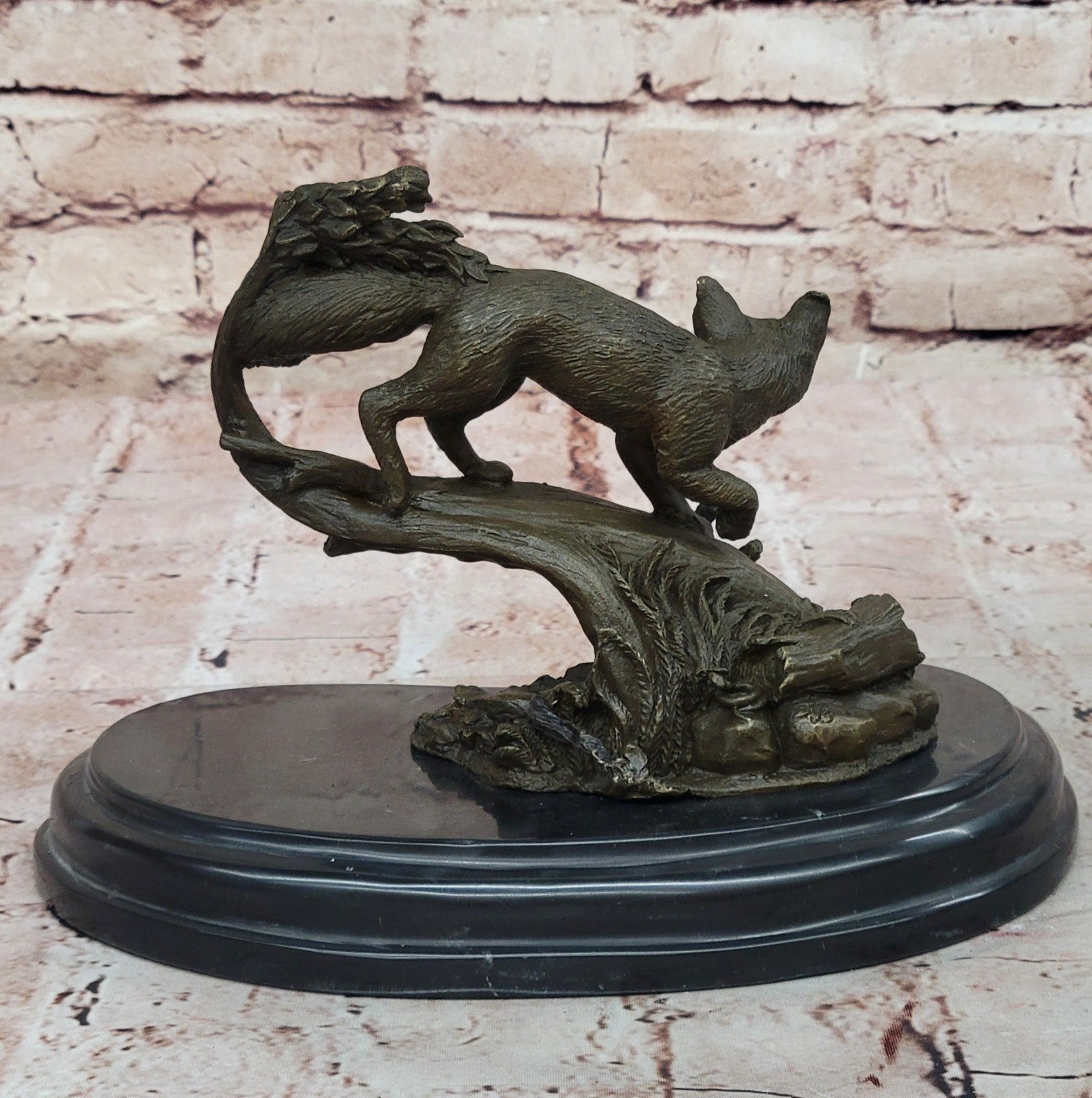 Hot Cast Fox Animal Smart Bronze Sculpture Figurine Museum Quality Figurine Sale