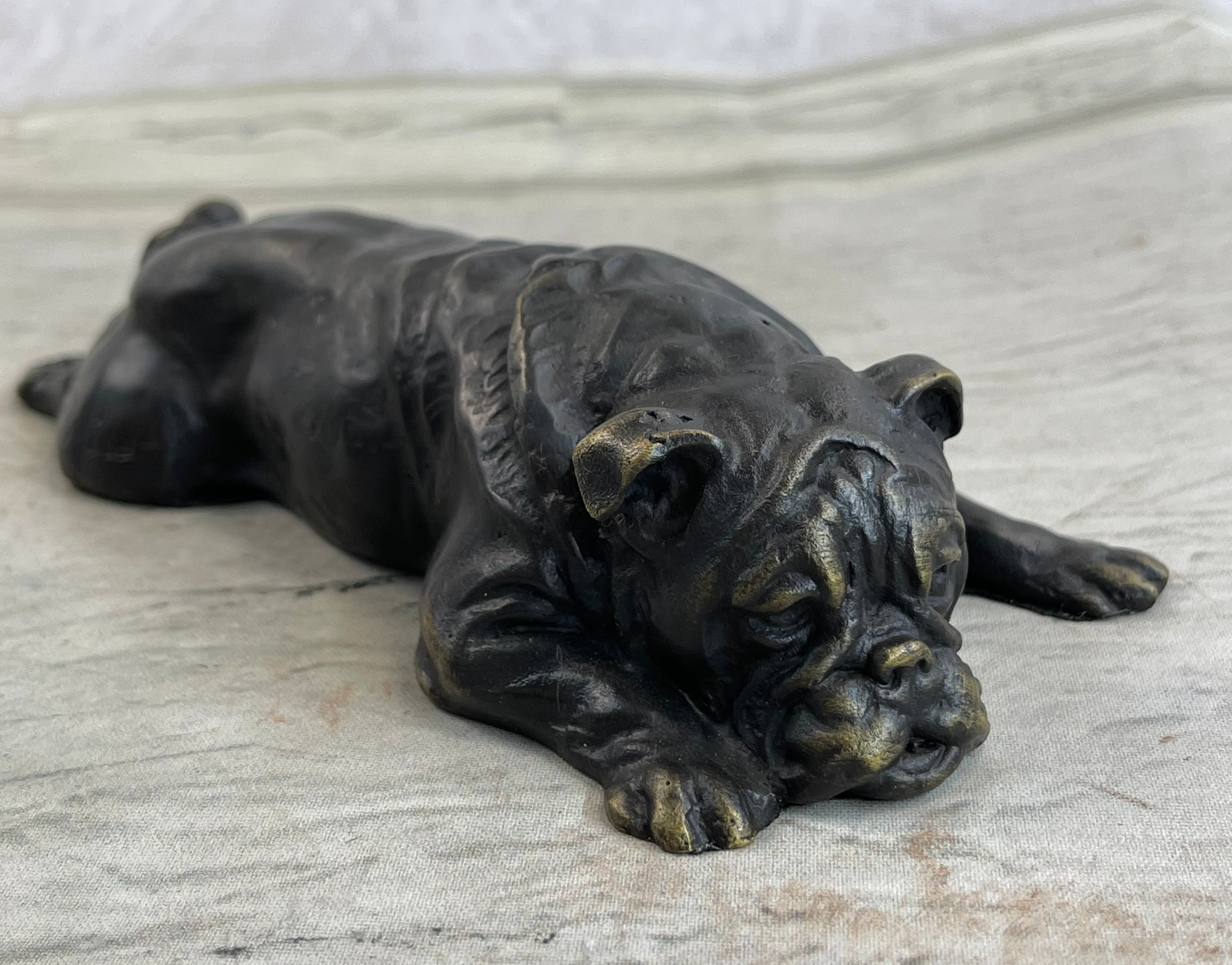 Signed Original Mario Milo English Bulldog Dog Bronze Classic Artwork Figurine