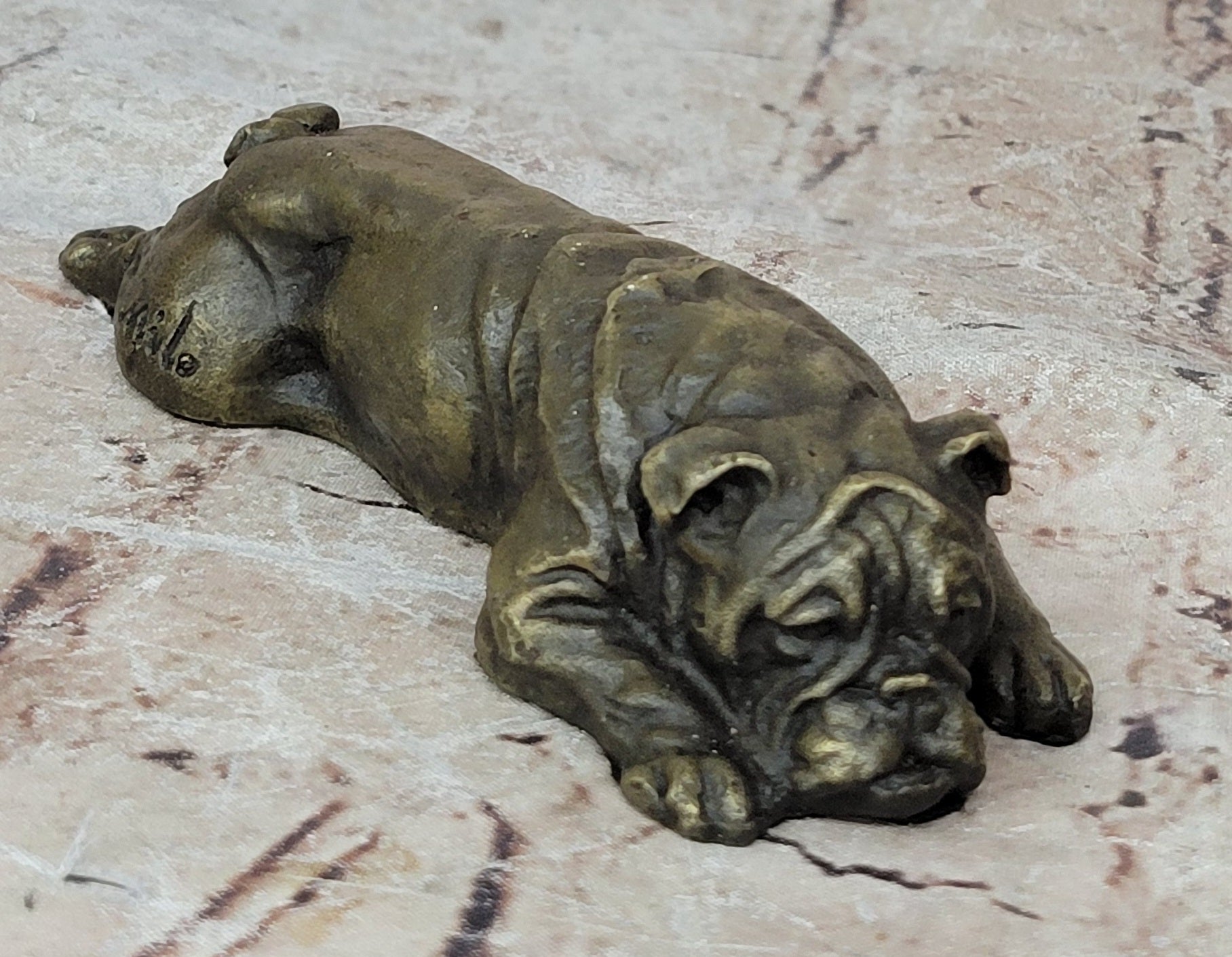 Signed Original Mario Milo English Bulldog Dog Bronze Classic Artwork Figurine