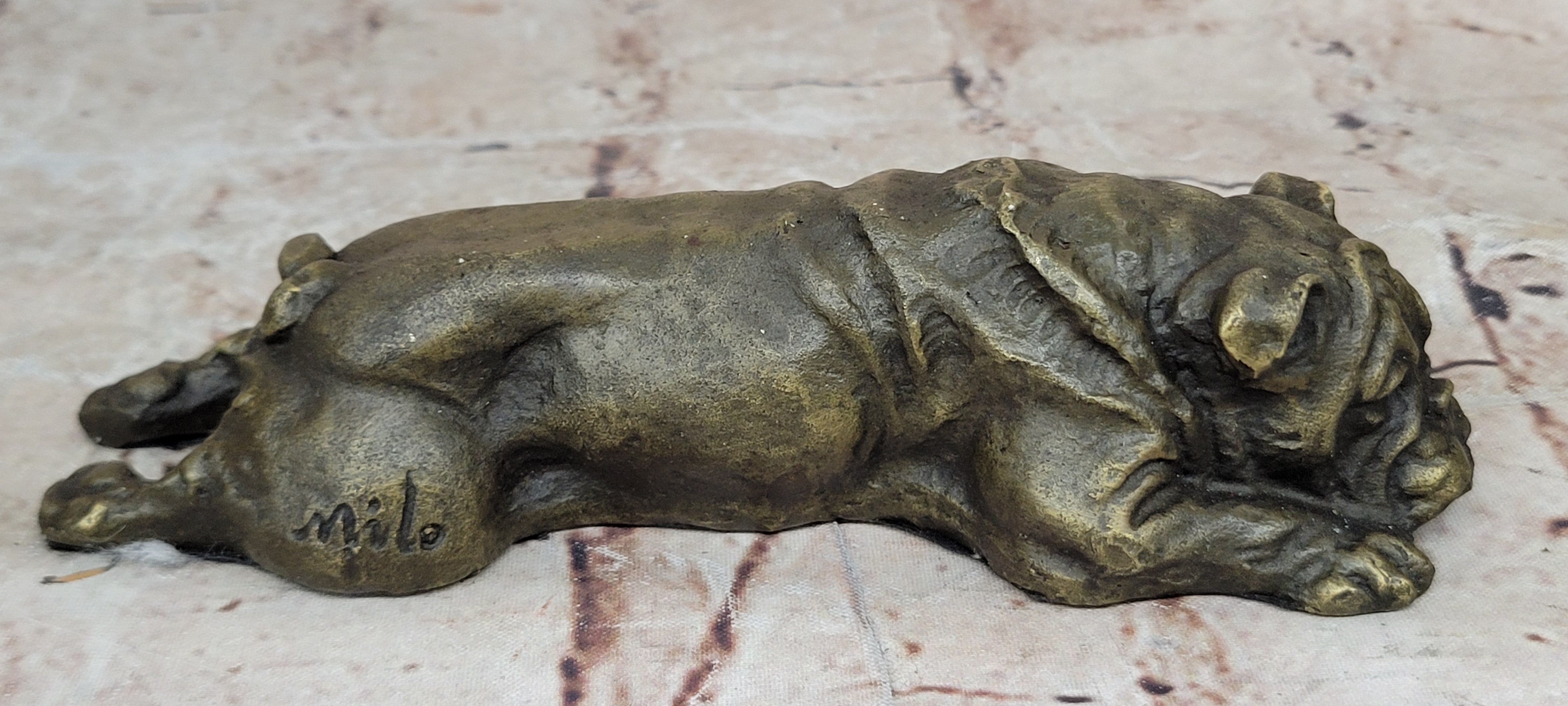 Signed Original Mario Milo English Bulldog Dog Bronze Classic Artwork Figurine