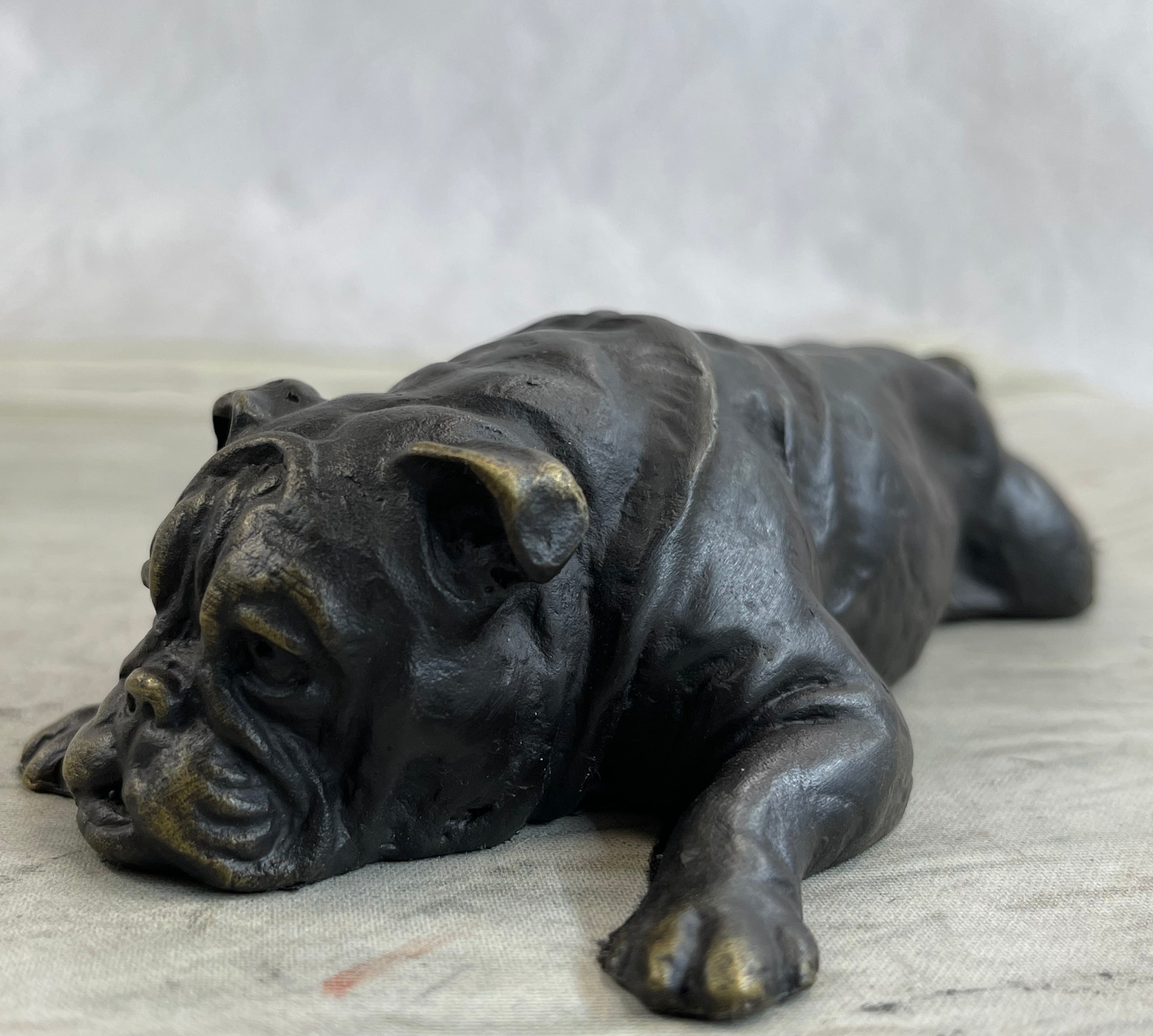 Signed Original Mario Milo English Bulldog Dog Bronze Classic Artwork Figurine